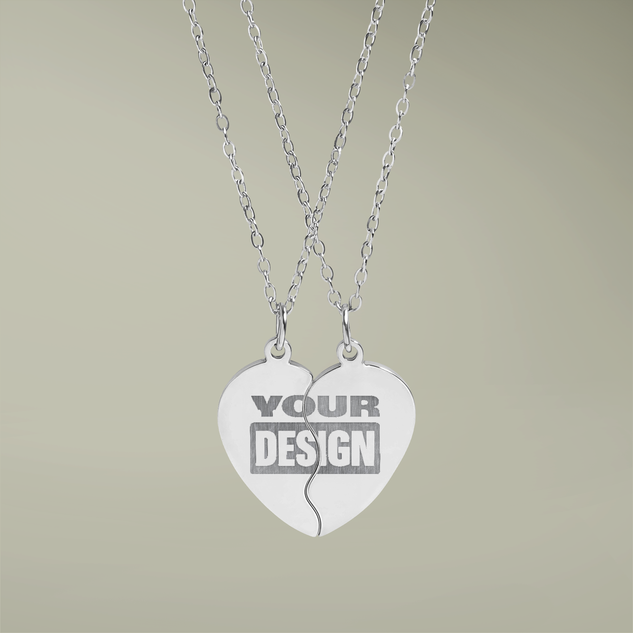 Break Apart Heart Necklace Set (Engraving) - Thumbnail Image