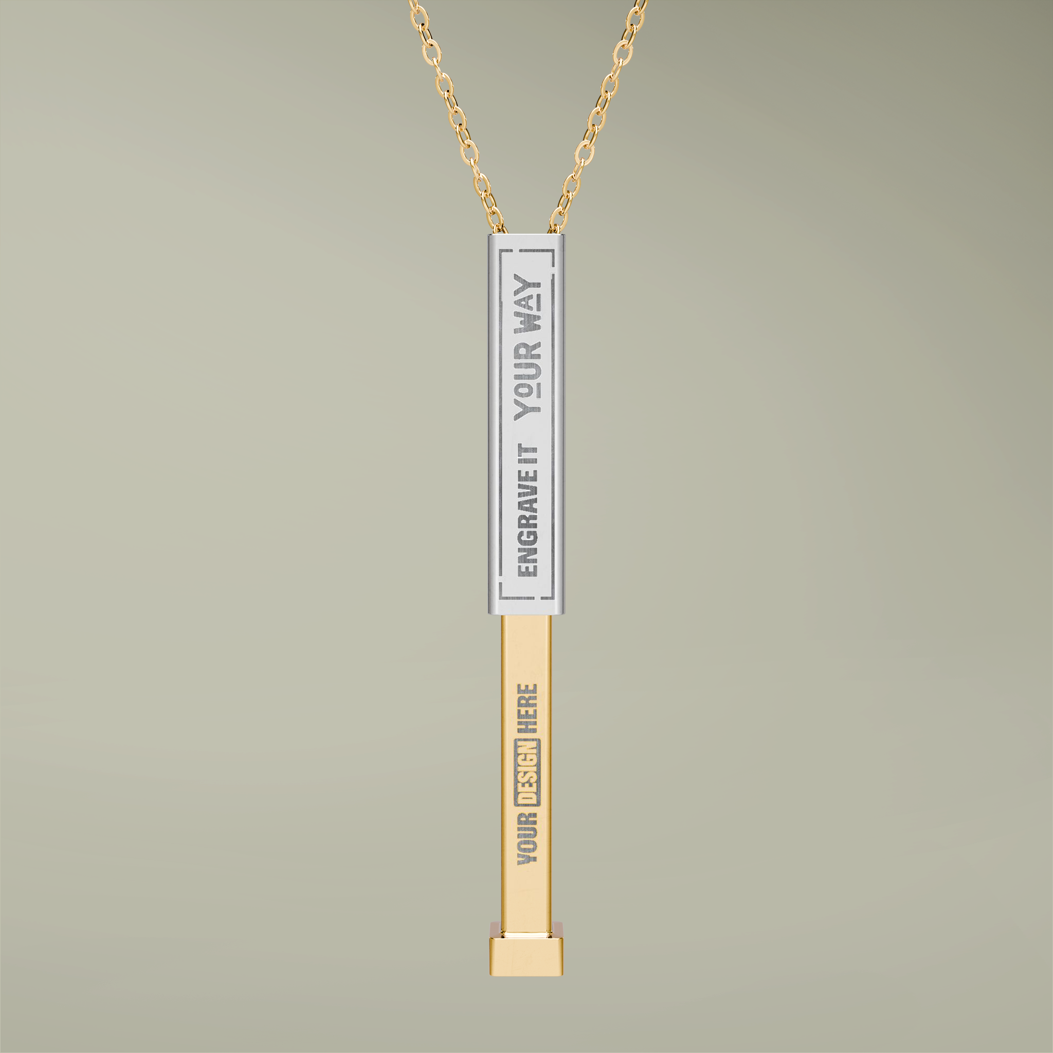 Hidden Message Sliding Blank Bar Necklace (Engraving)