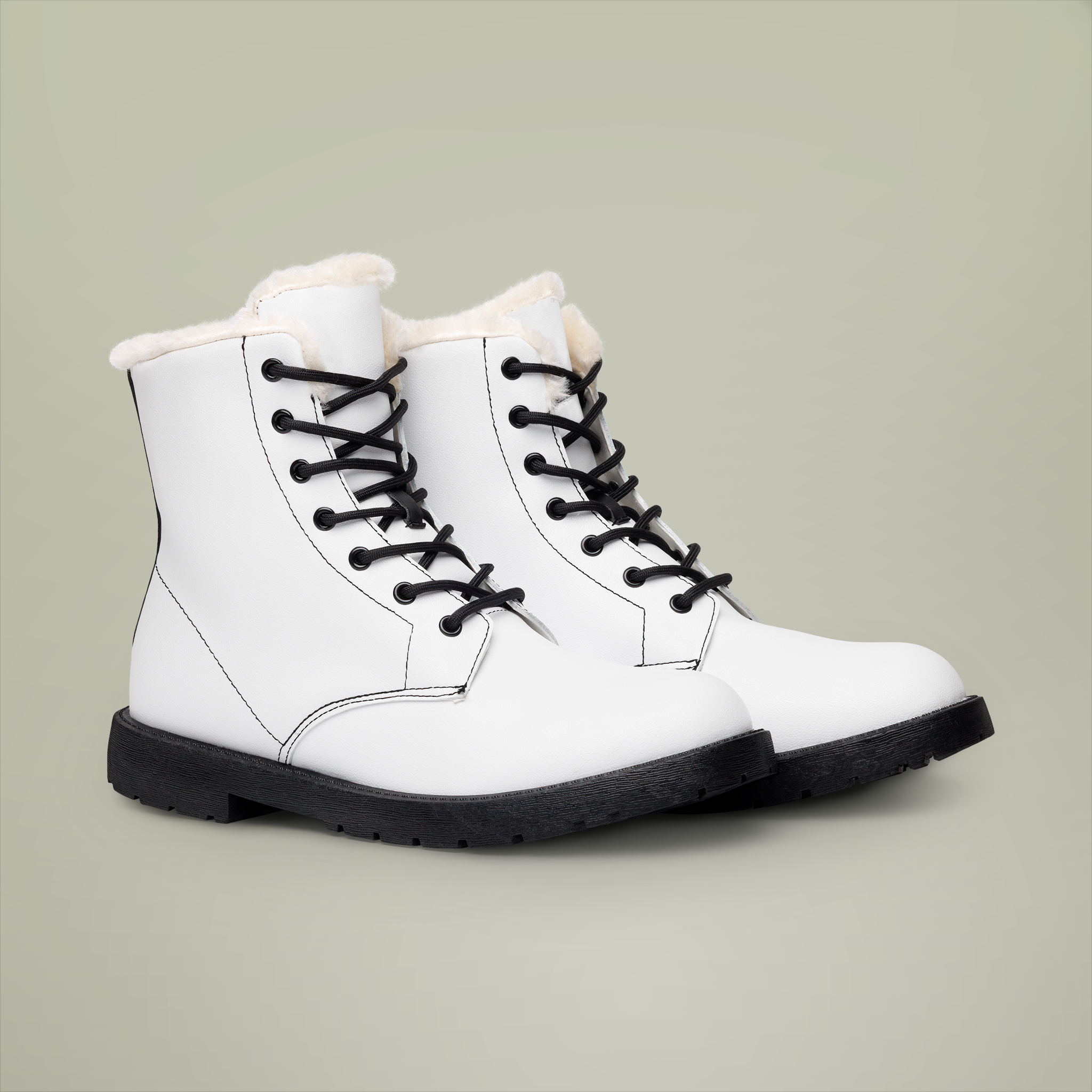 Men's Fur and Leather Boots - Main Image