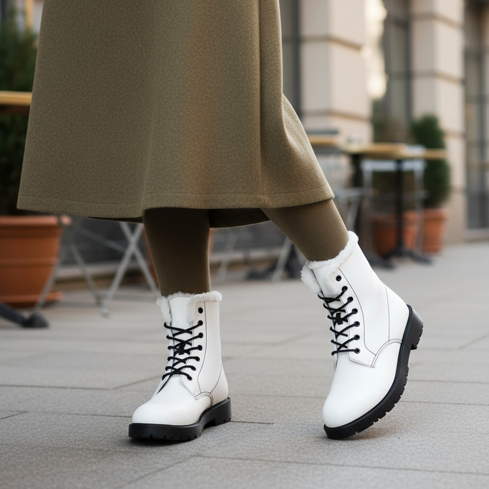 Women's Fur and Leather Boots - Thumbnail Image