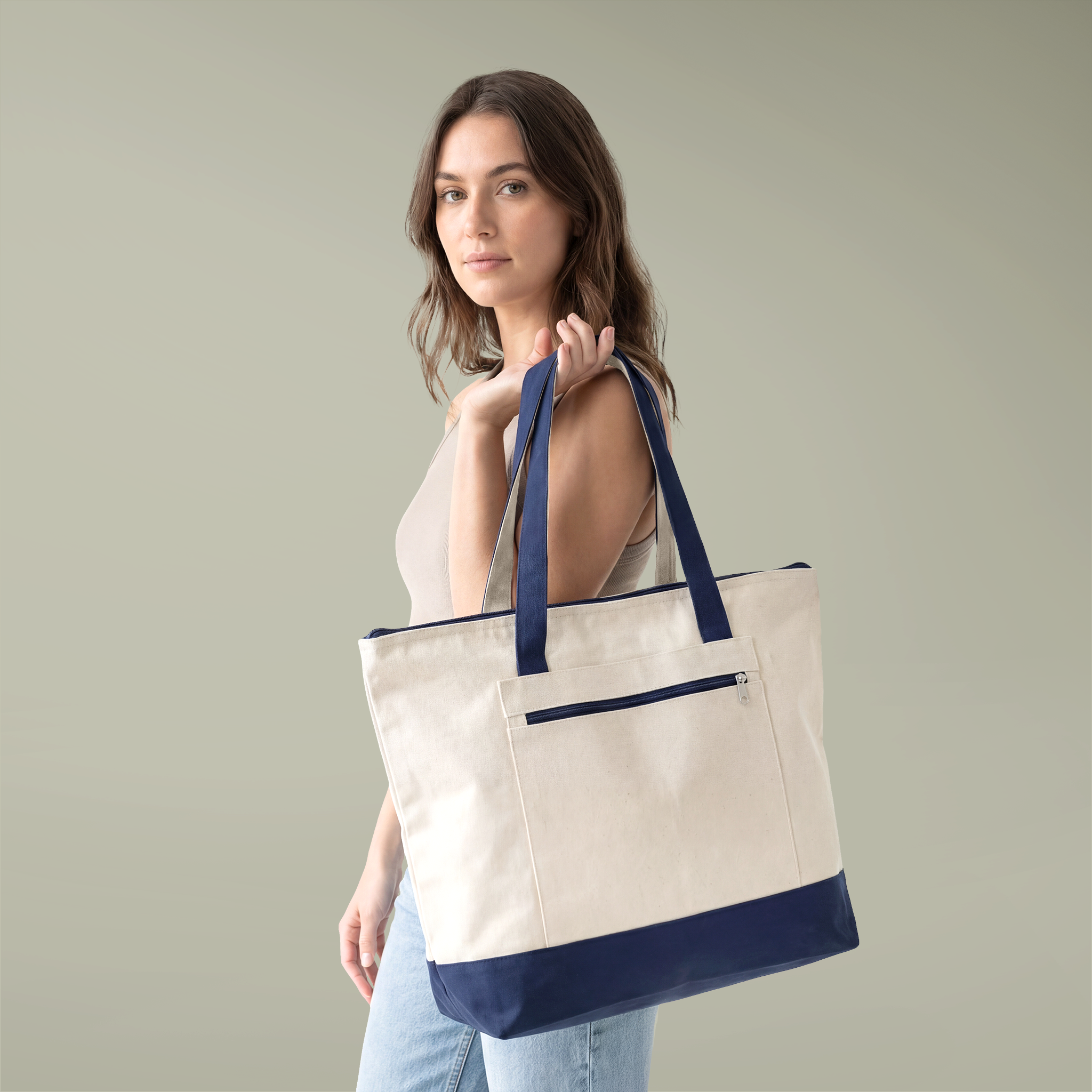 Zippered Canvas Tote - Main Image