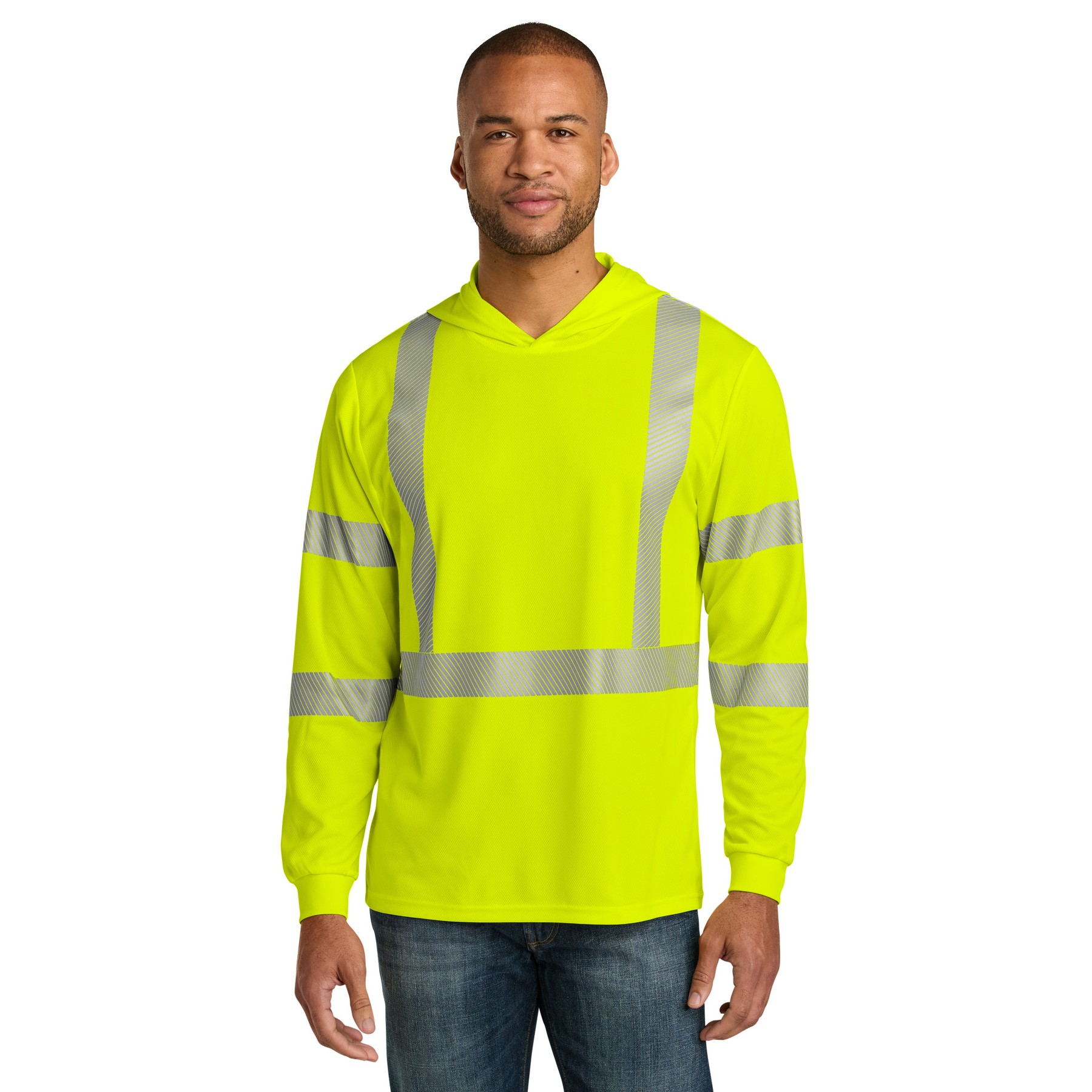 ANSI 107 Class 3 Long Sleeve Segmented Tape Hooded Tee - Main Image