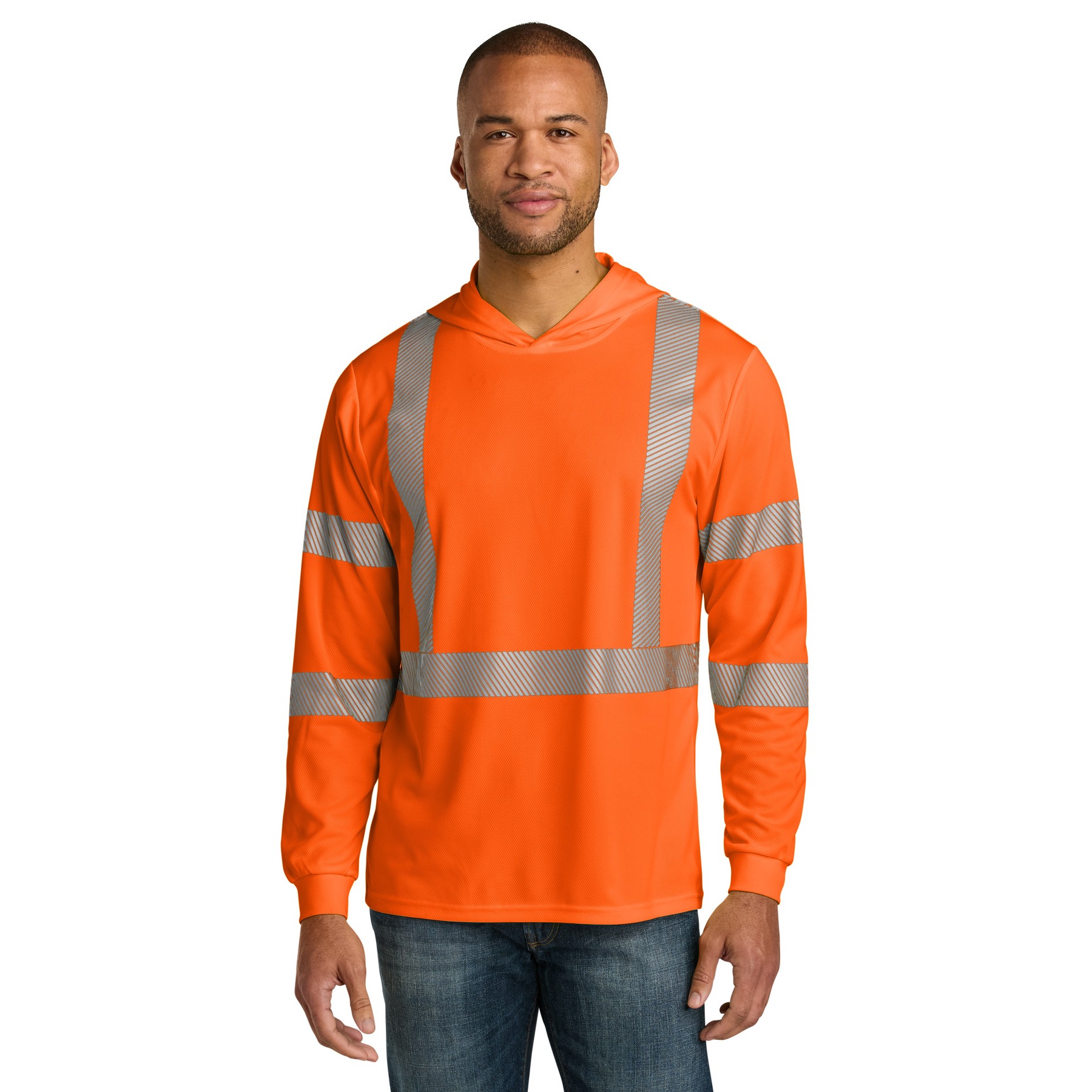ANSI 107 Class 3 Long Sleeve Segmented Tape Hooded Tee - Thumbnail Image