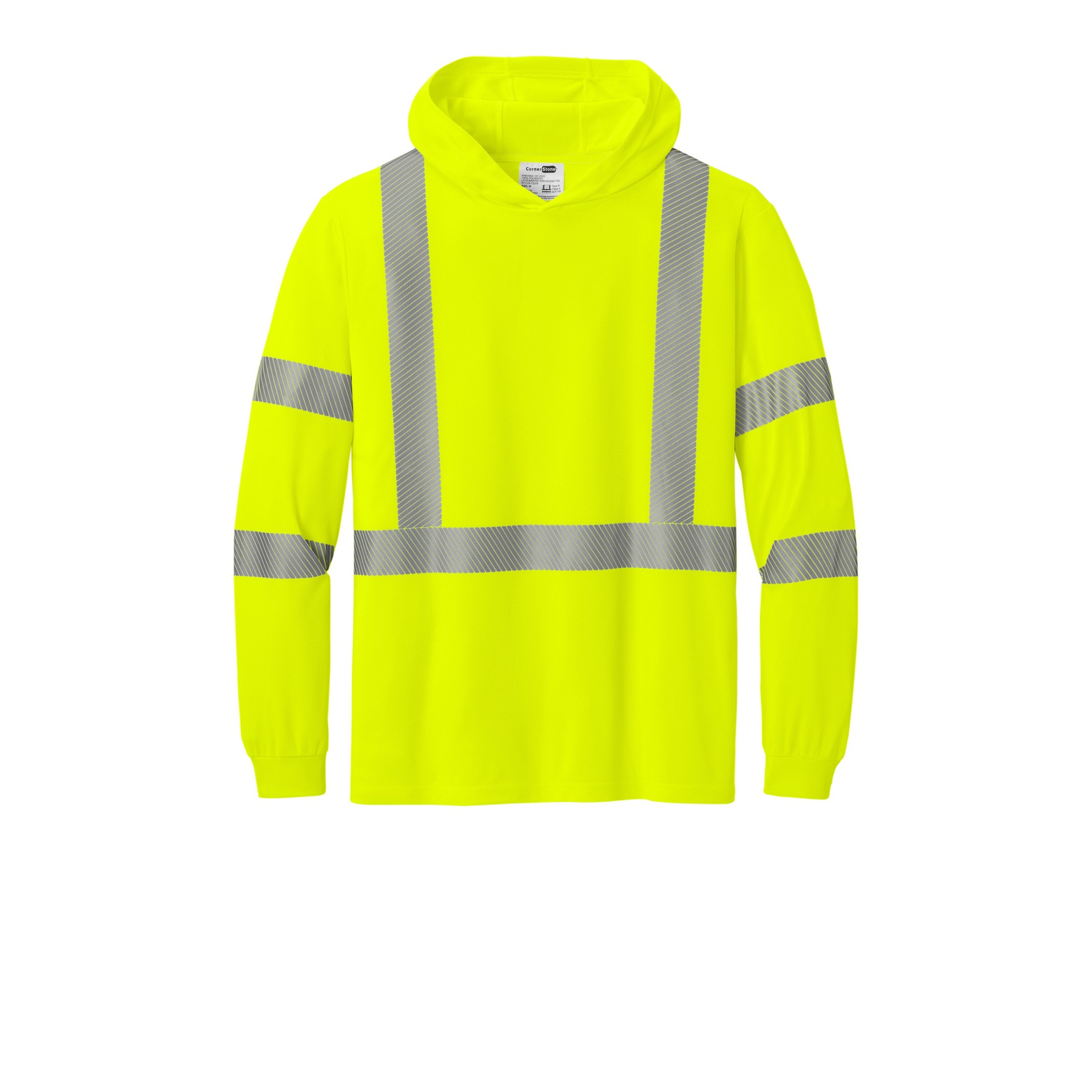 ANSI 107 Class 3 Long Sleeve Segmented Tape Hooded Tee - Thumbnail Image