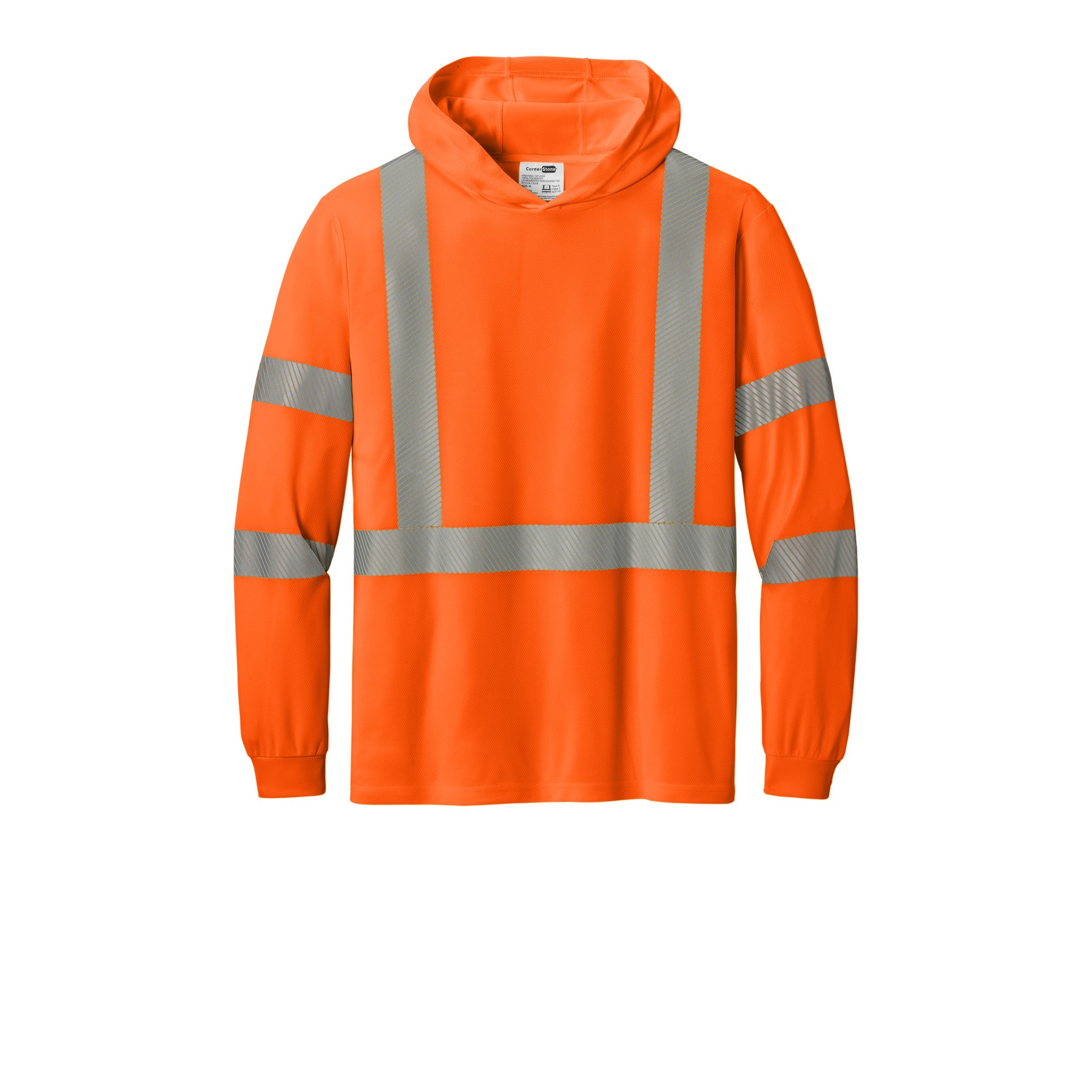 ANSI 107 Class 3 Long Sleeve Segmented Tape Hooded Tee - Thumbnail Image