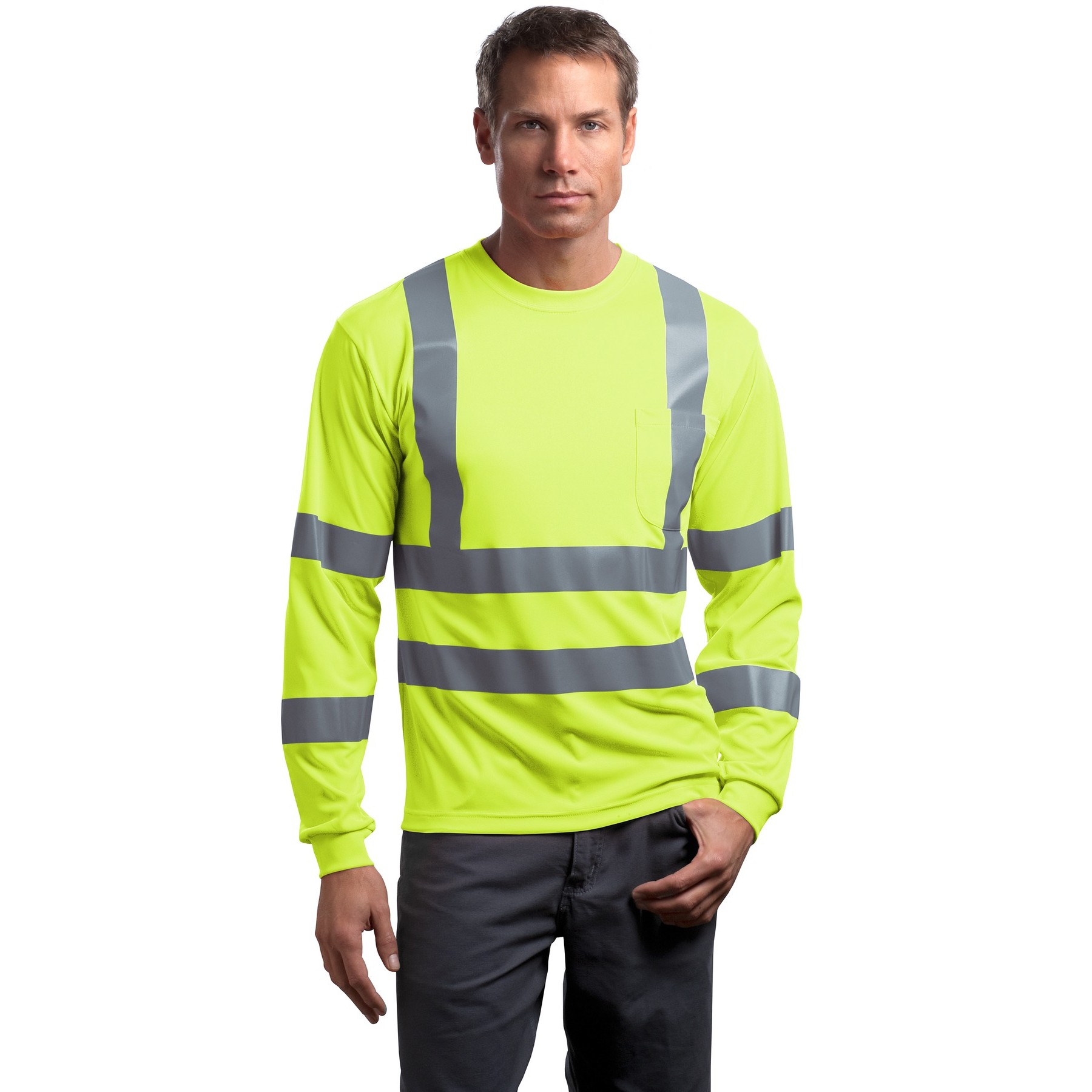 ANSI 107 Class 3 Long Sleeve Snag-Resistant Reflective T-Shirt - Main Image