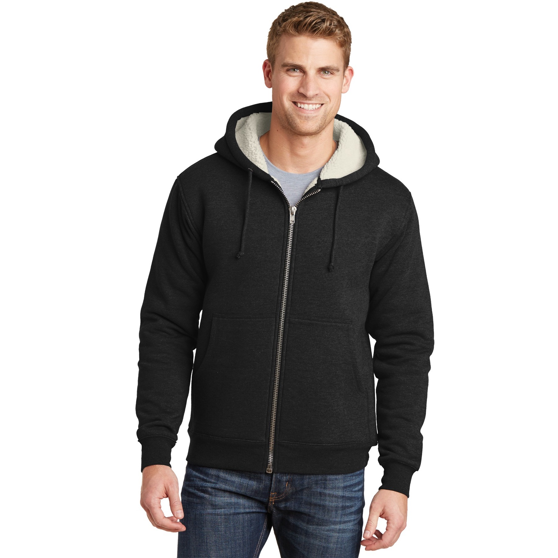 Heavyweight Sherpa-Lined Hooded Fleece Jacket - Thumbnail Image