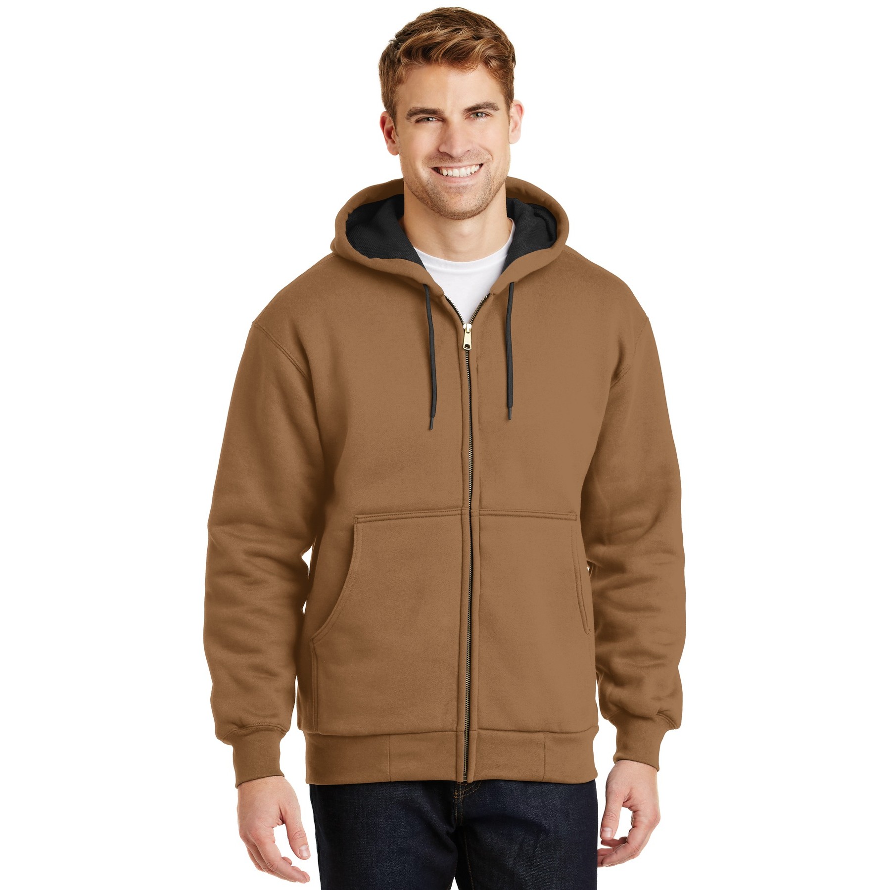 Heavyweight Full-Zip Hooded Sweatshirt with Thermal Lining - Thumbnail Image