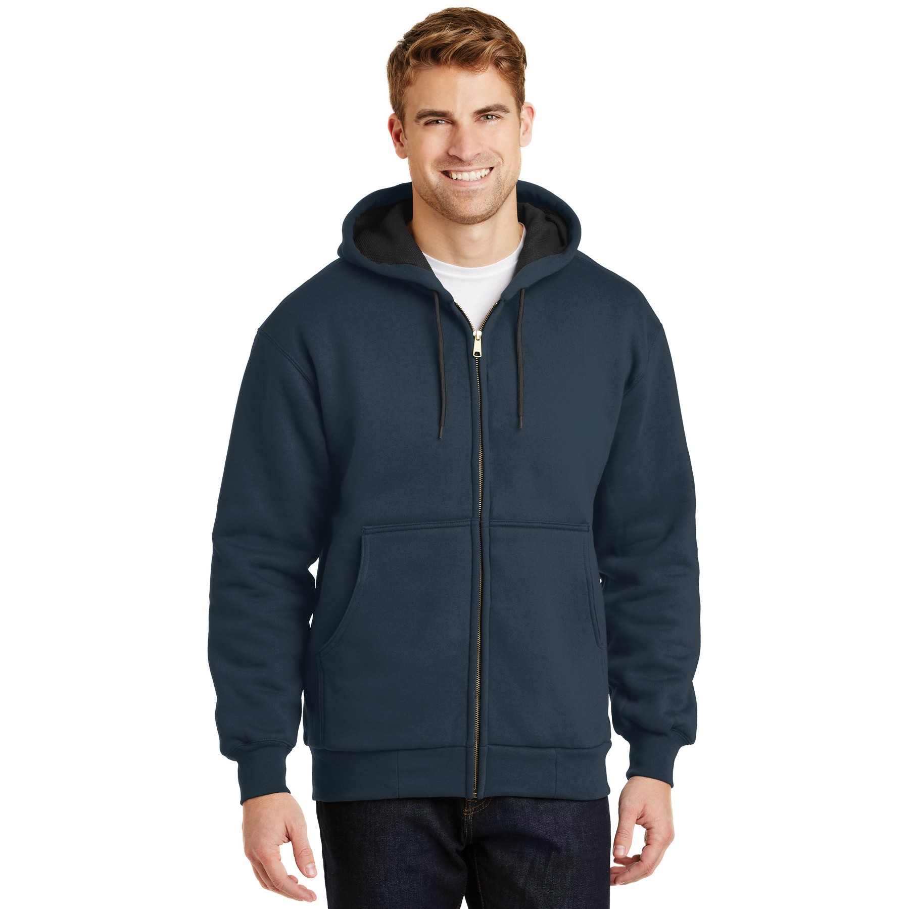 Heavyweight Full-Zip Hooded Sweatshirt with Thermal Lining - Thumbnail Image