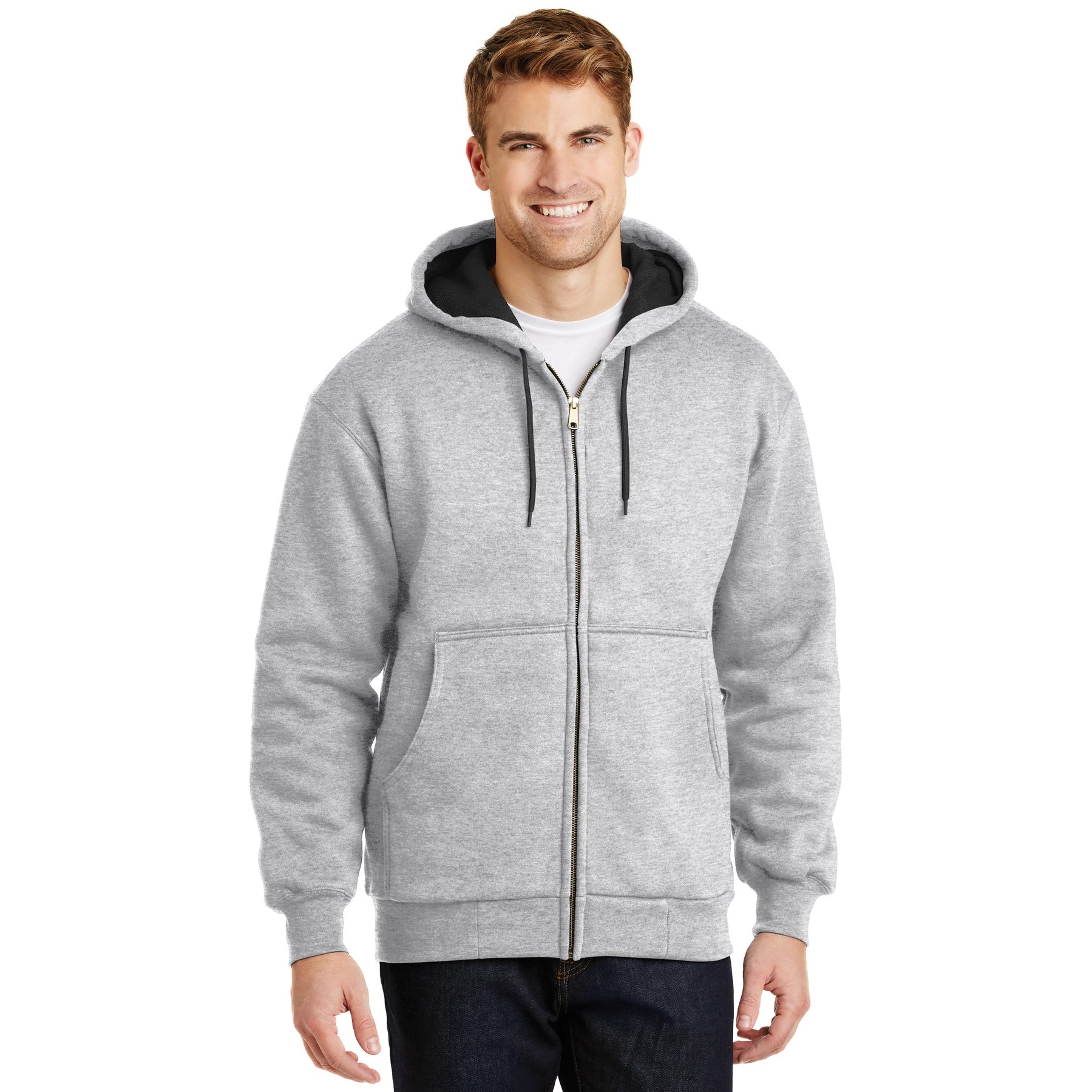 Heavyweight Full-Zip Hooded Sweatshirt with Thermal Lining - Thumbnail Image