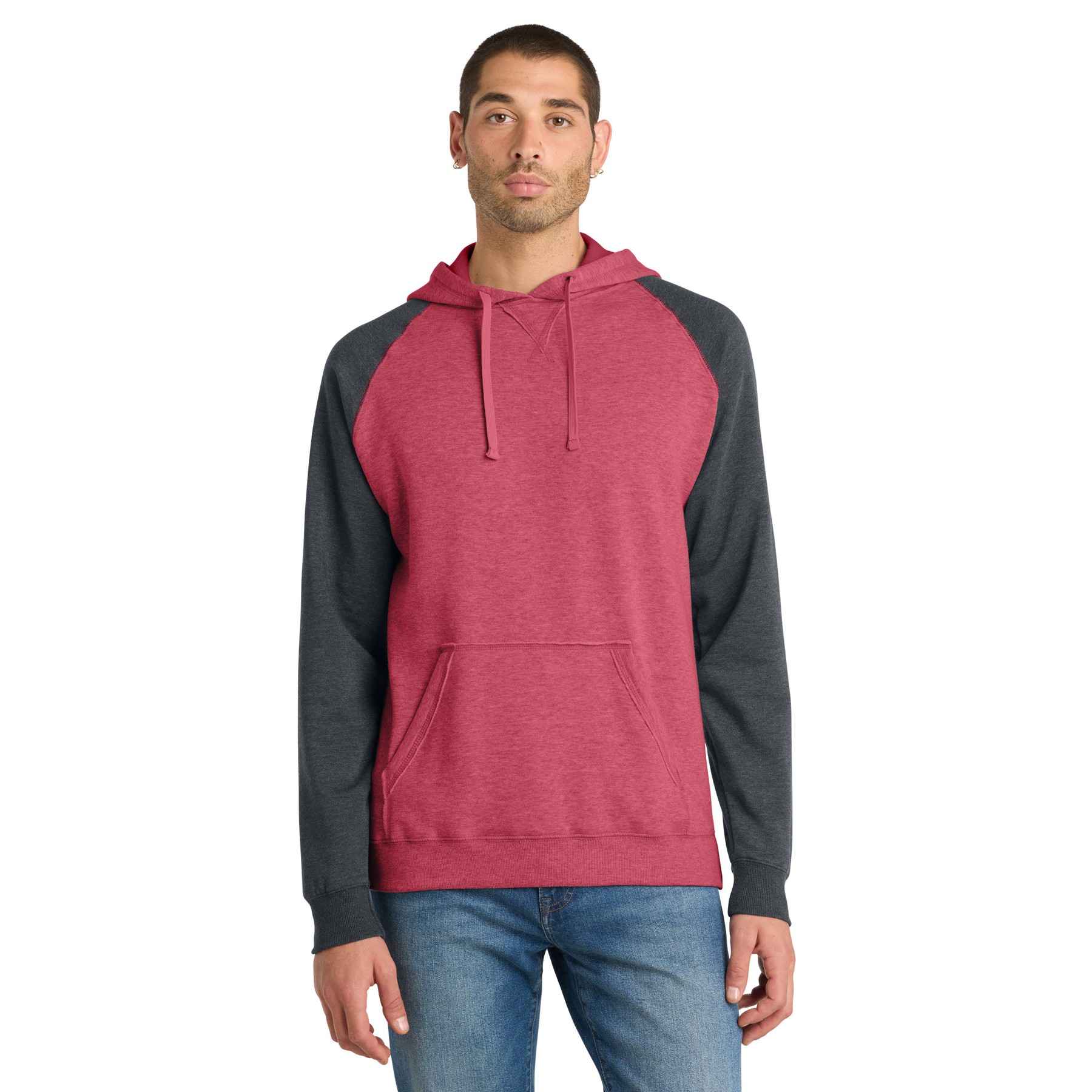 Young Mens Lightweight Fleece Raglan Hoodie - Thumbnail Image