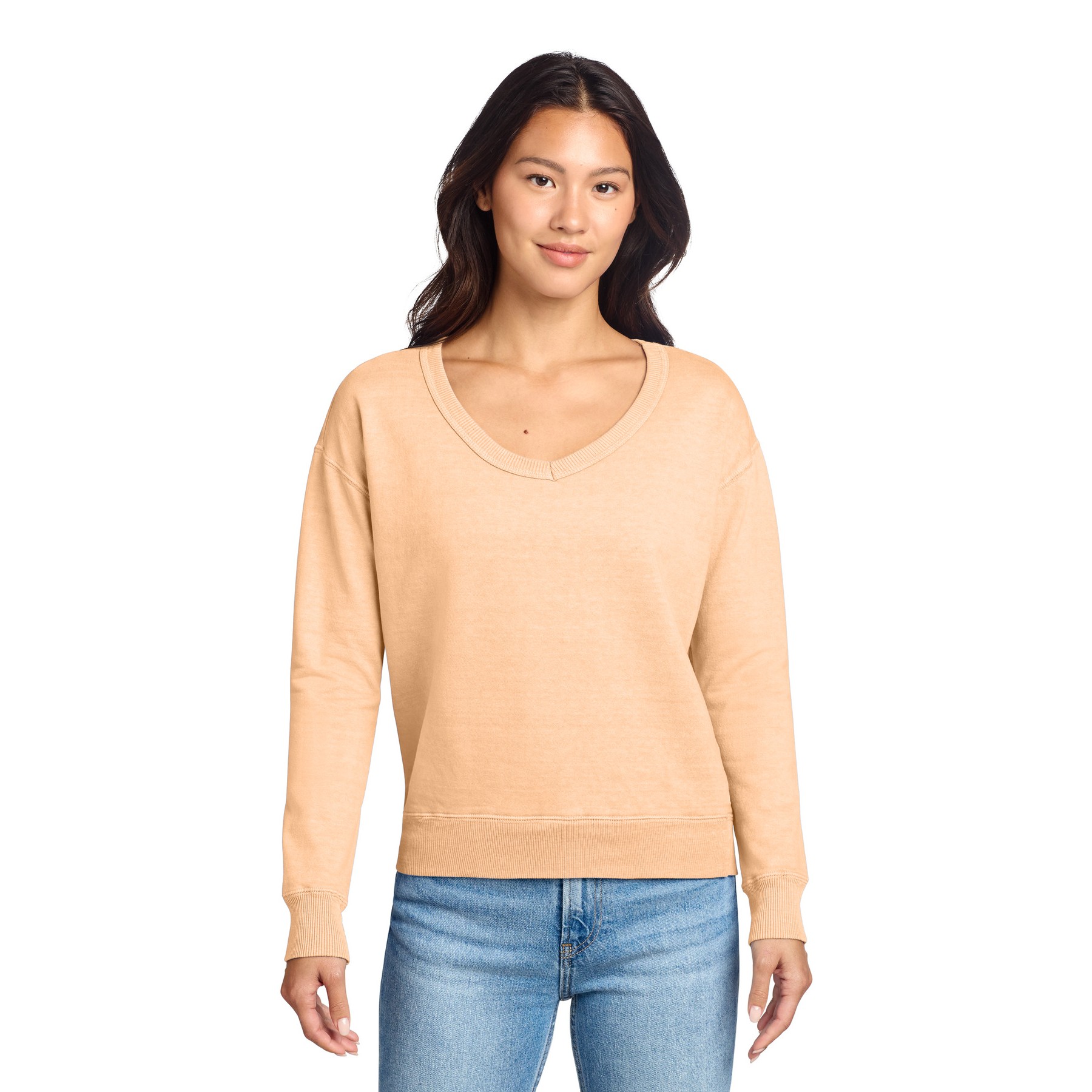 Garment-Dyed V-Neck Sweatshirt - Thumbnail Image