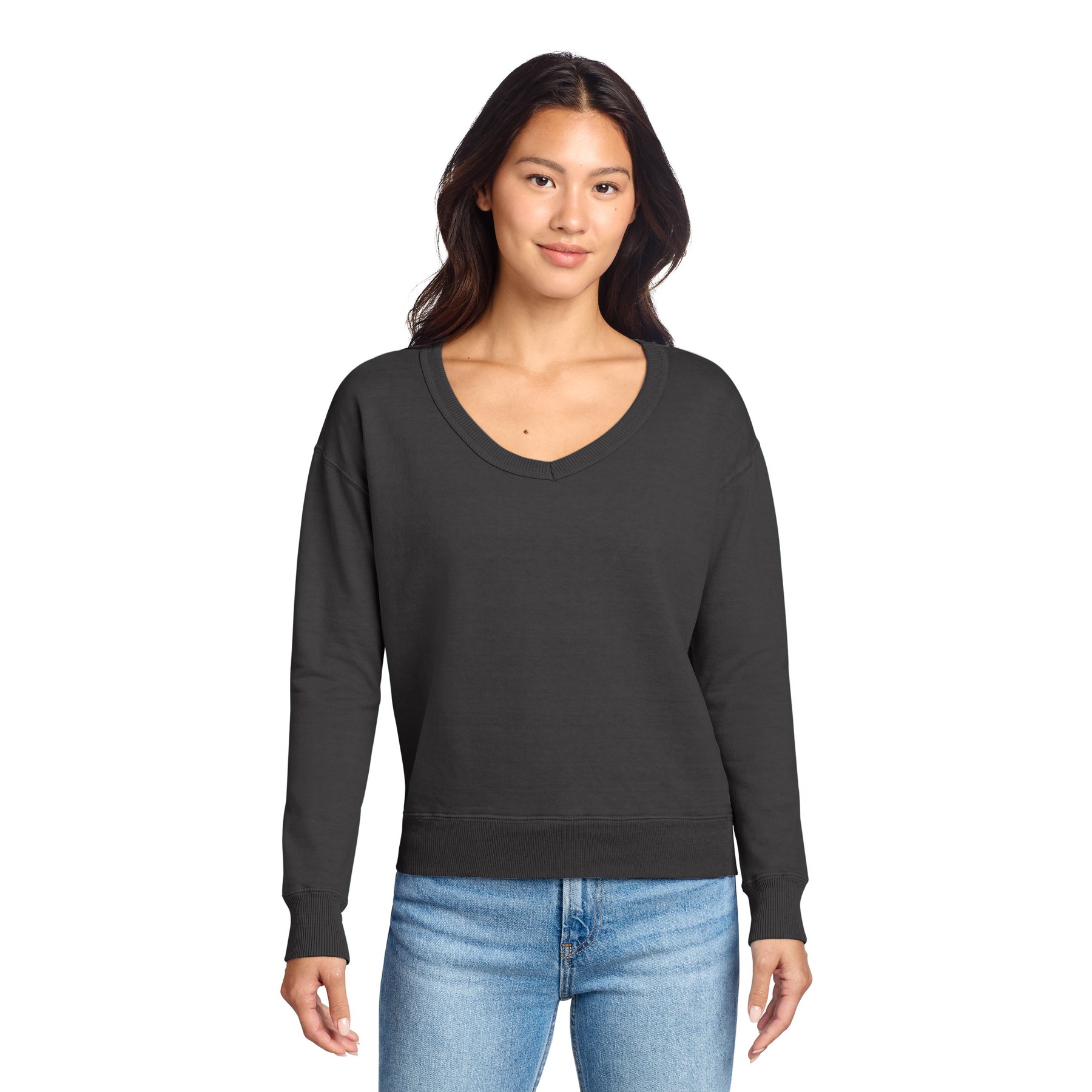 Garment-Dyed V-Neck Sweatshirt - Thumbnail Image