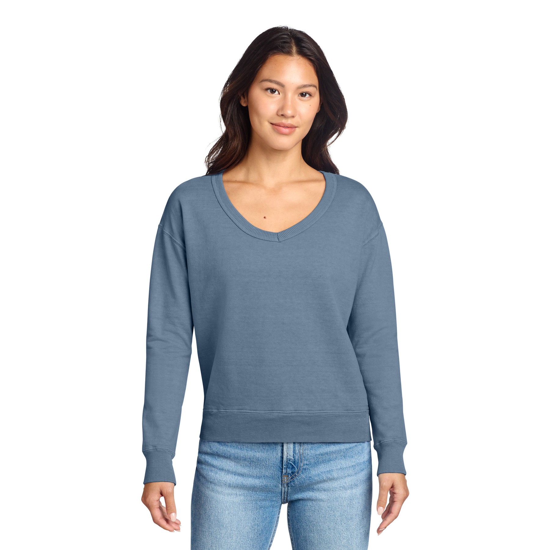 Garment-Dyed V-Neck Sweatshirt - Thumbnail Image