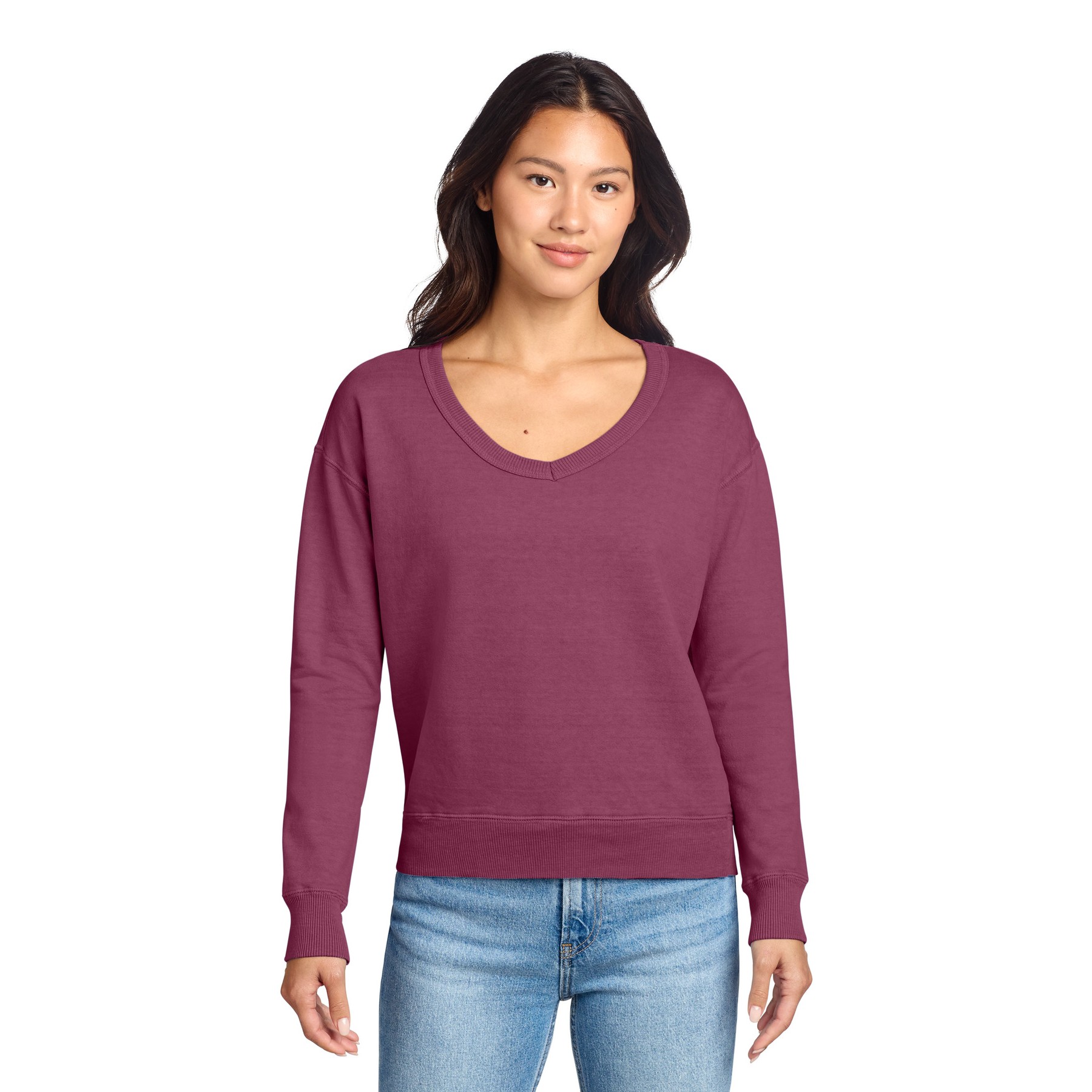 Garment-Dyed V-Neck Sweatshirt - Thumbnail Image