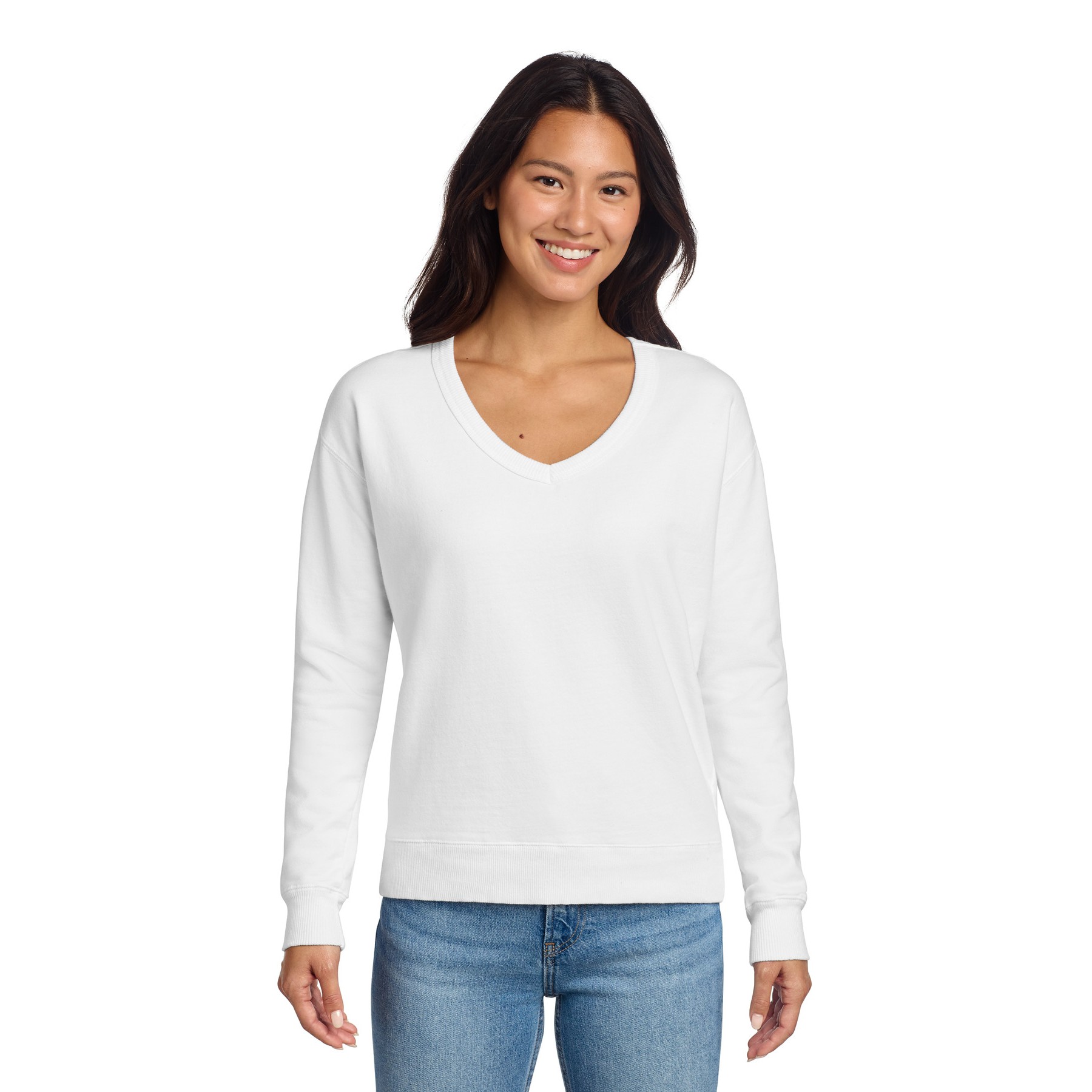 Garment-Dyed V-Neck Sweatshirt - Main Image