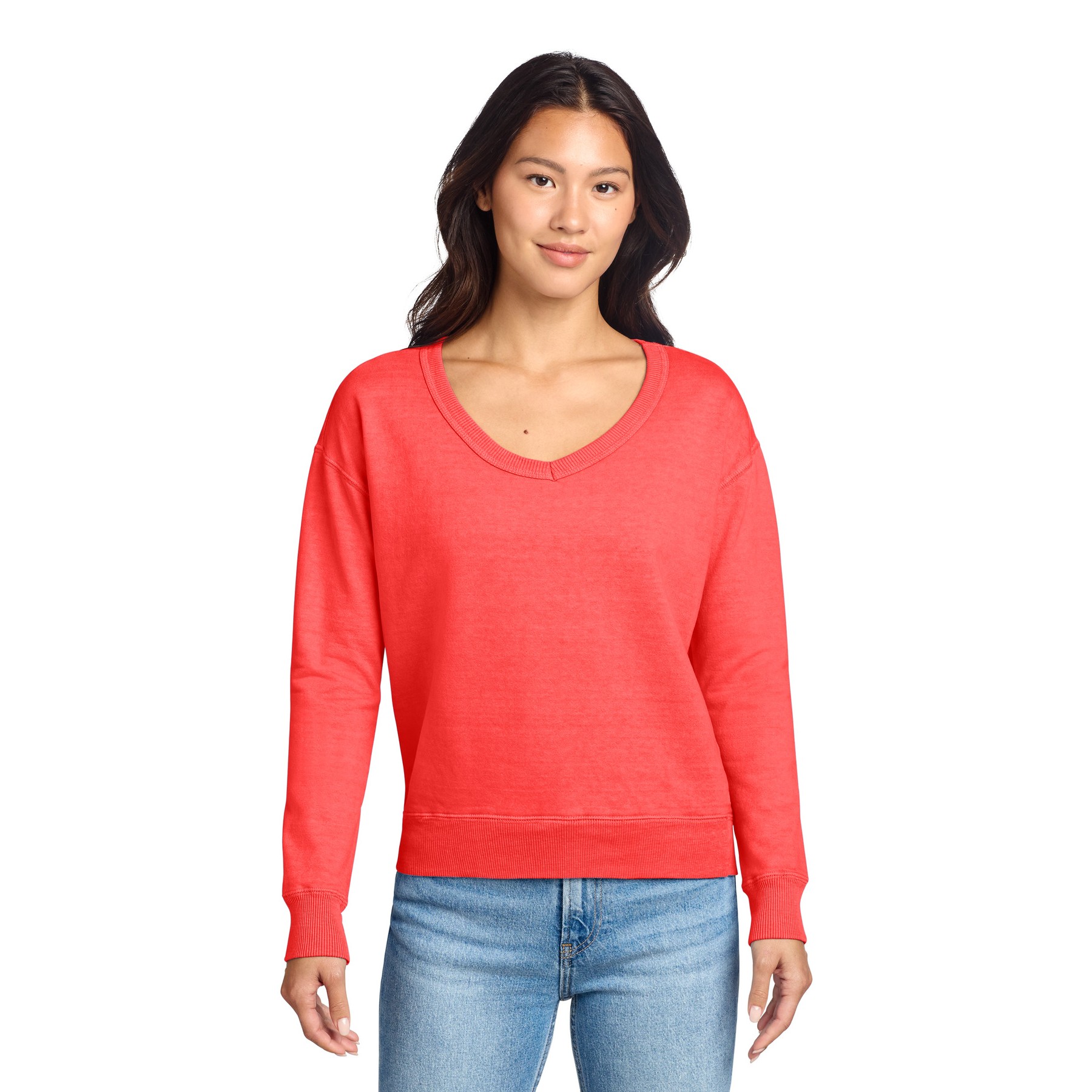 Garment-Dyed V-Neck Sweatshirt - Thumbnail Image