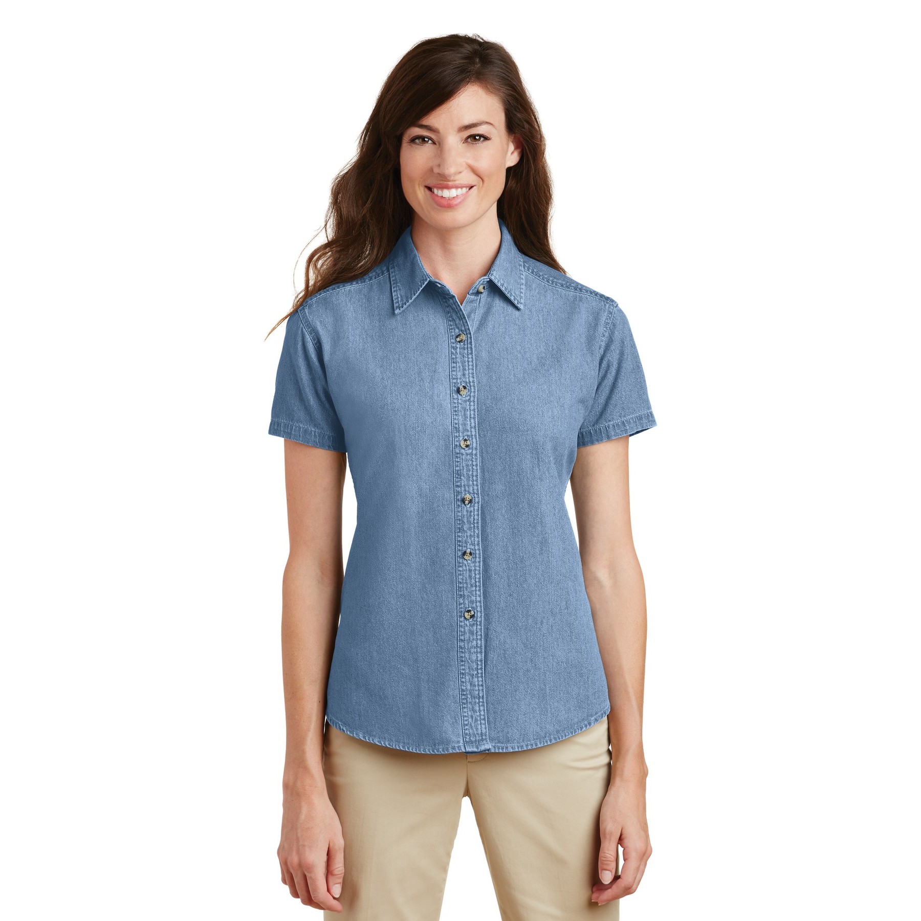 Women's Short Sleeve Value Denim Shirt - Thumbnail Image