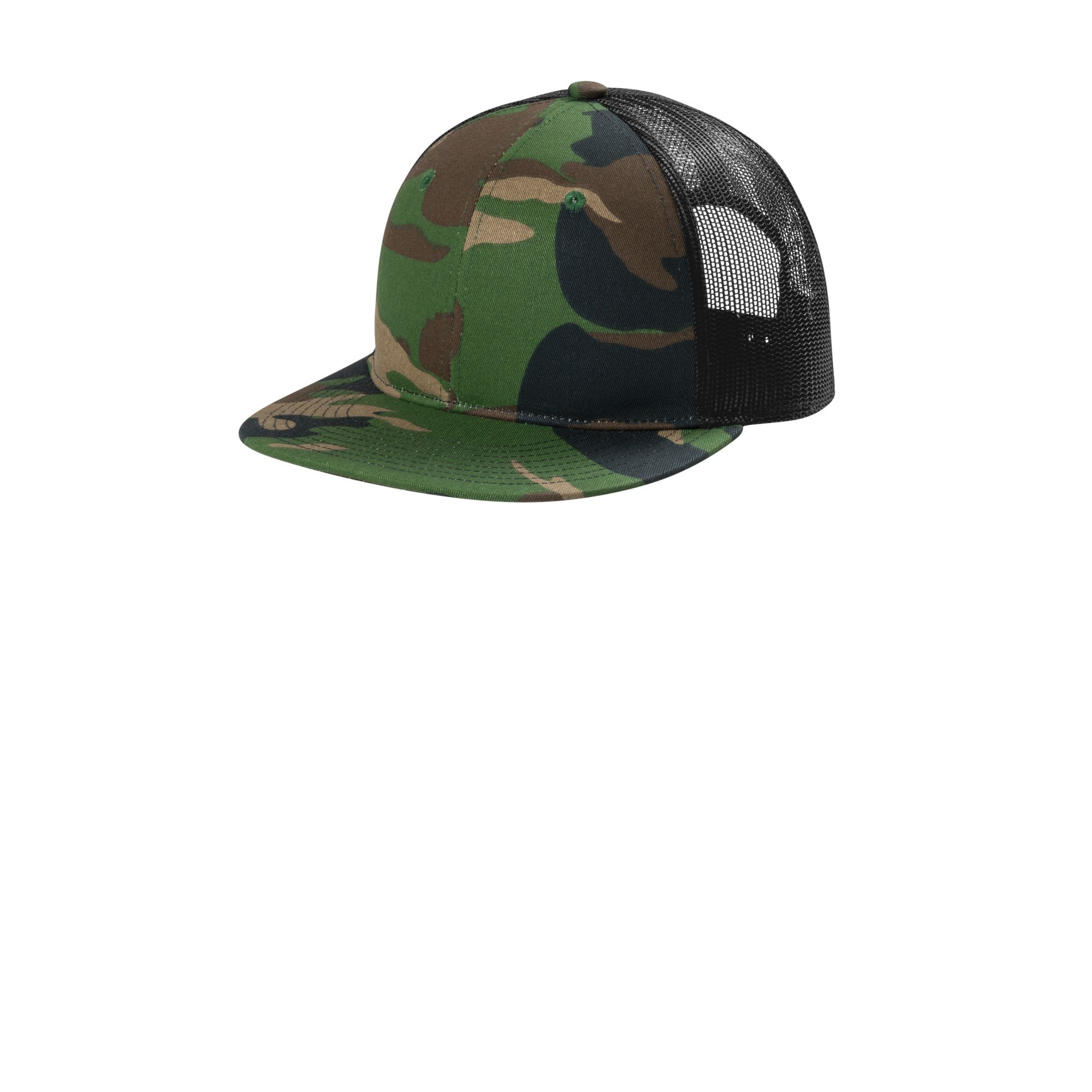 Snapback Flat Bill Trucker Cap - Thumbnail Image
