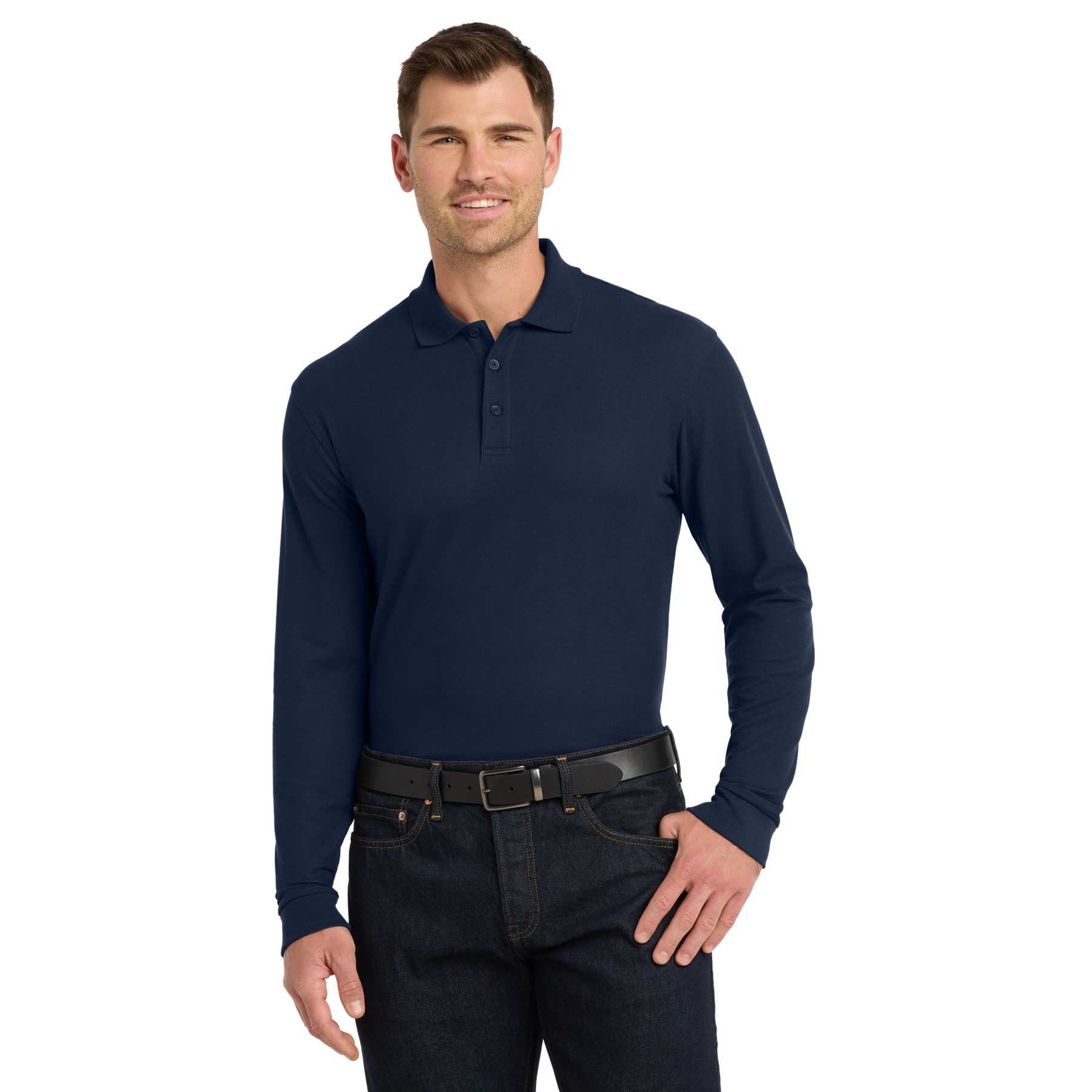 Long Sleeve Core Classic Pique Polo - Thumbnail Image