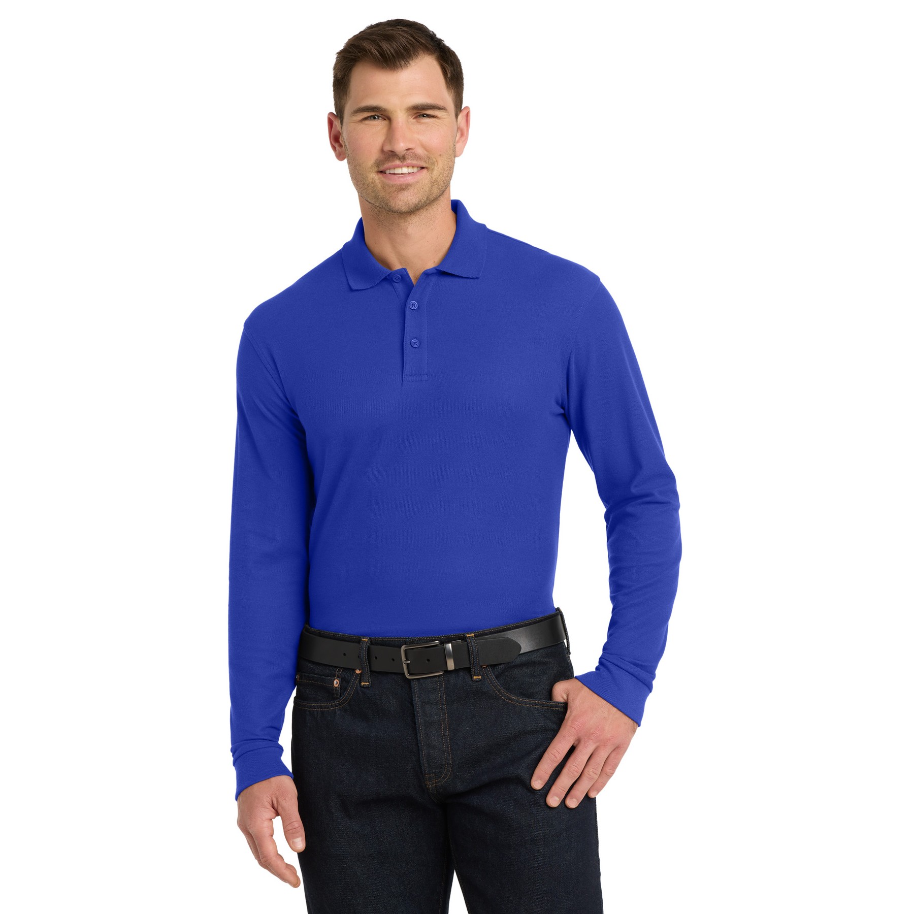 Long Sleeve Core Classic Pique Polo - Thumbnail Image
