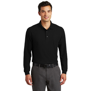 Long Sleeve Silk Touch Polo with Pocket