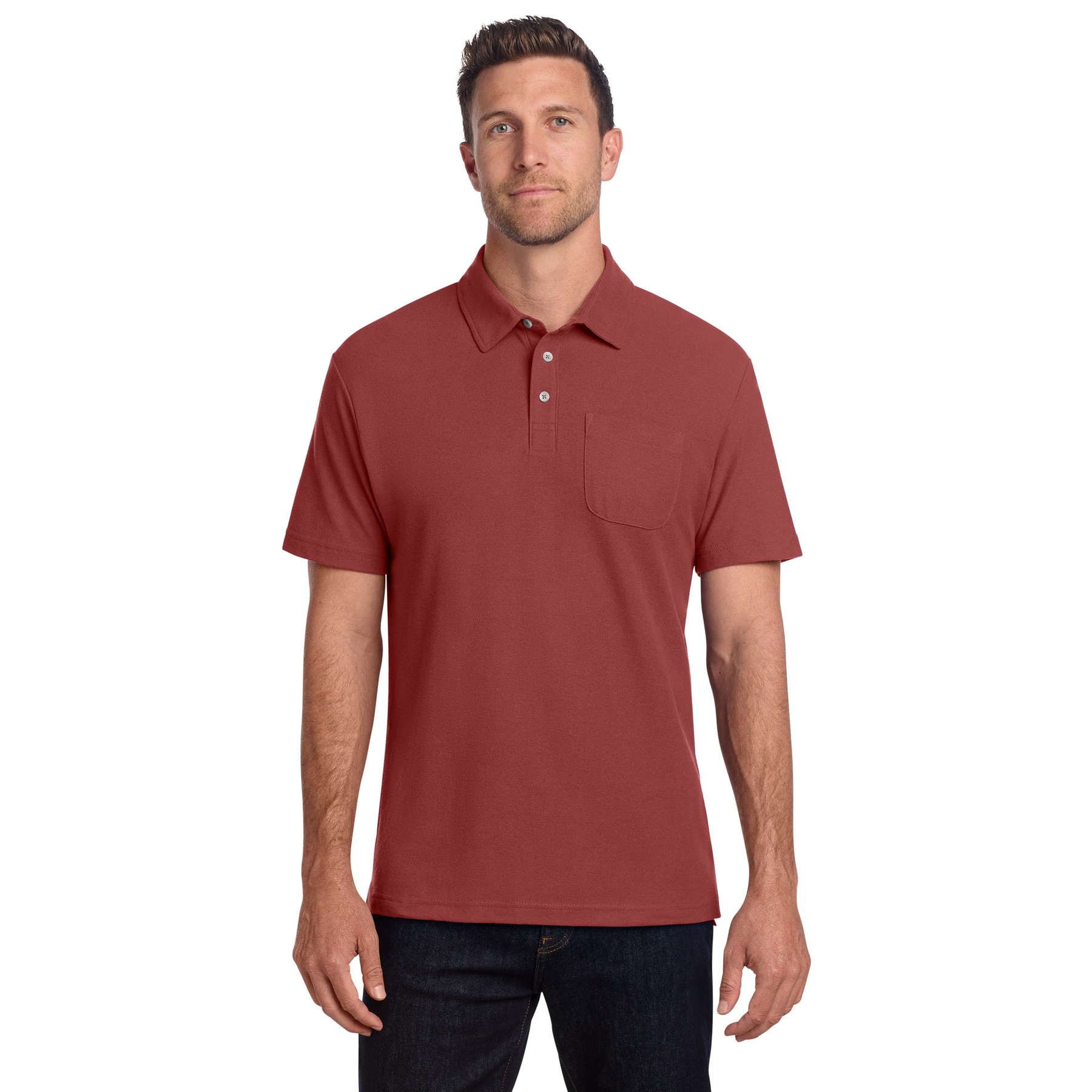 C-FREE Cotton Blend Pique Pocket Polo - Thumbnail Image