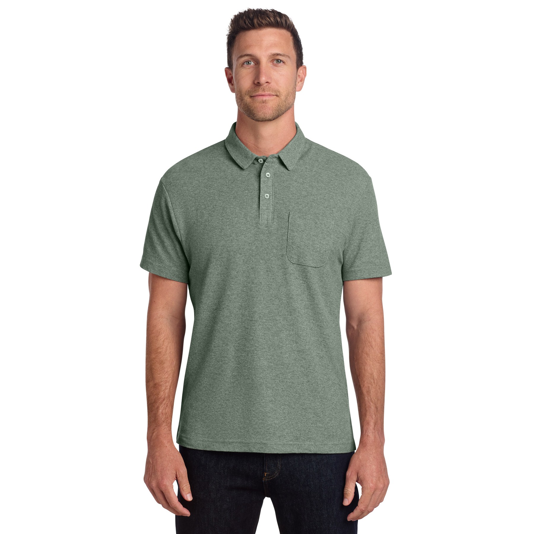 C-FREE Cotton Blend Pique Pocket Polo - Thumbnail Image