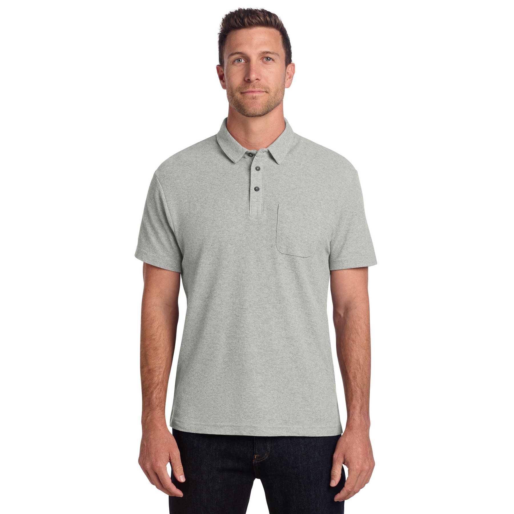 C-FREE Cotton Blend Pique Pocket Polo - Thumbnail Image