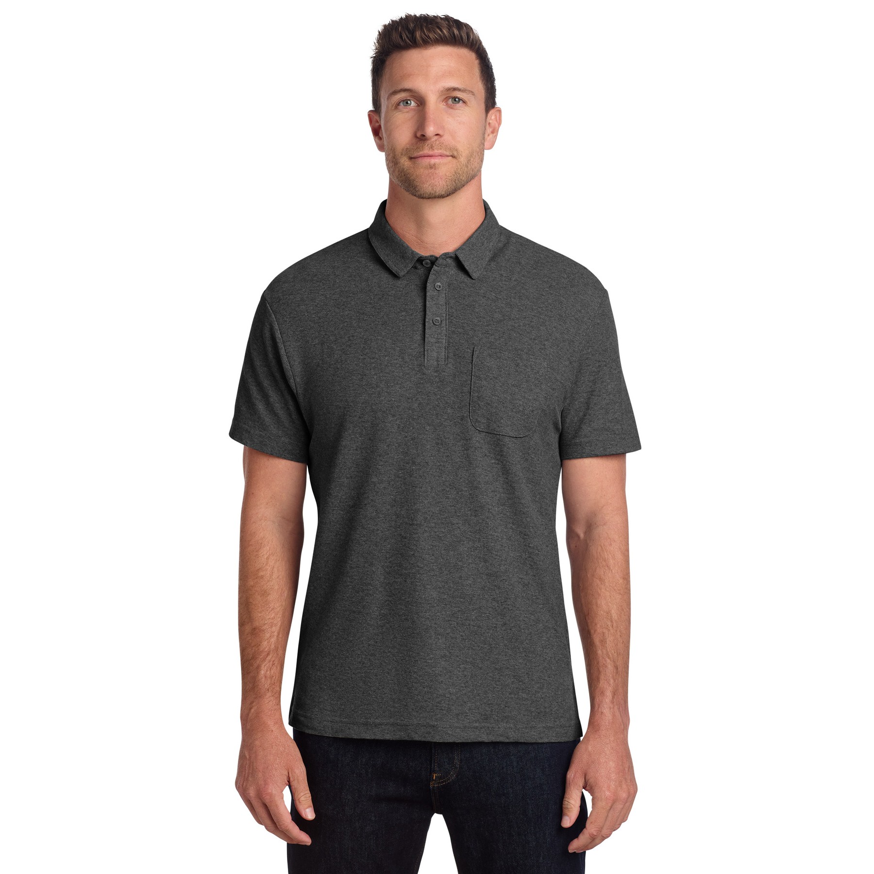 C-FREE Cotton Blend Pique Pocket Polo - Thumbnail Image