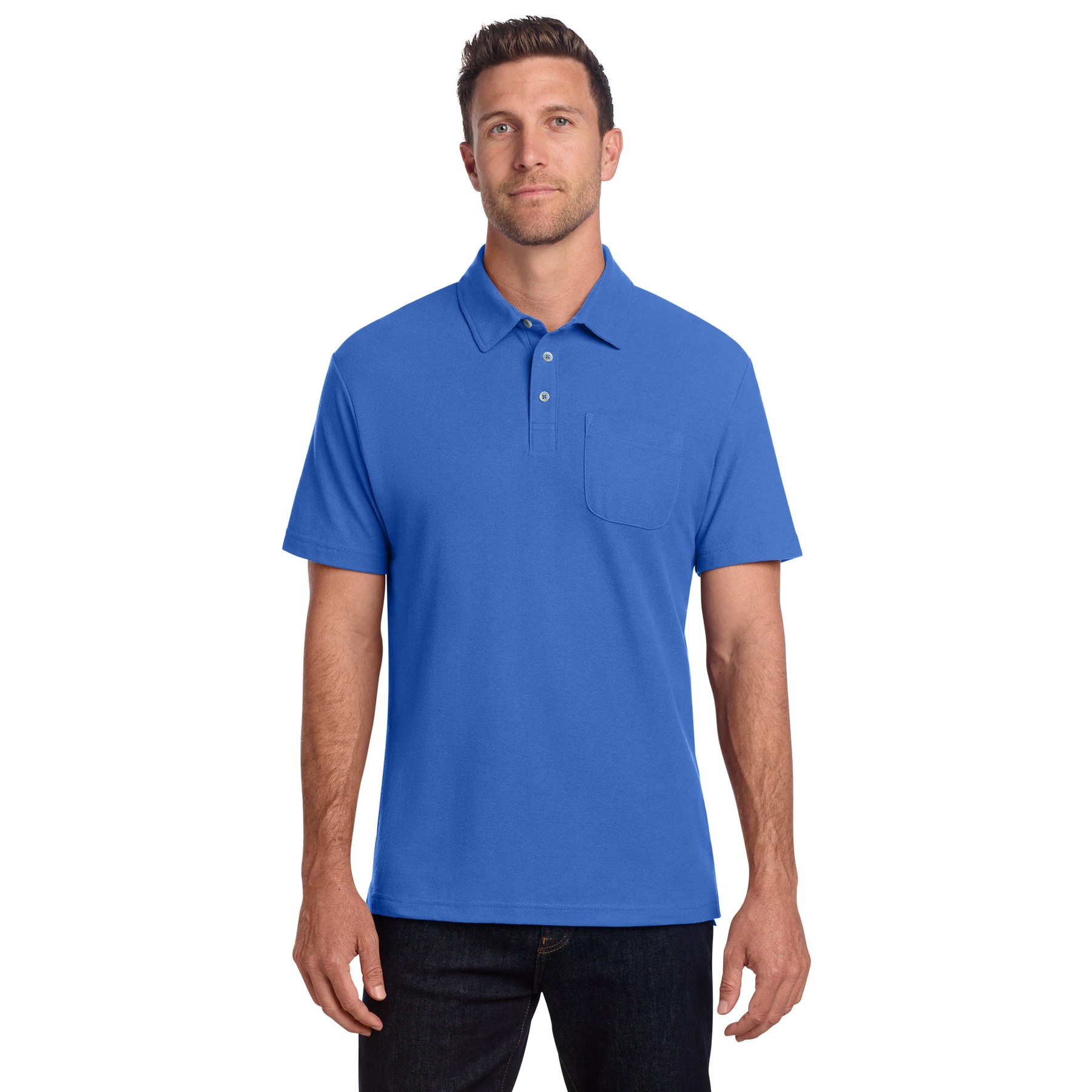 C-FREE Cotton Blend Pique Pocket Polo - Thumbnail Image