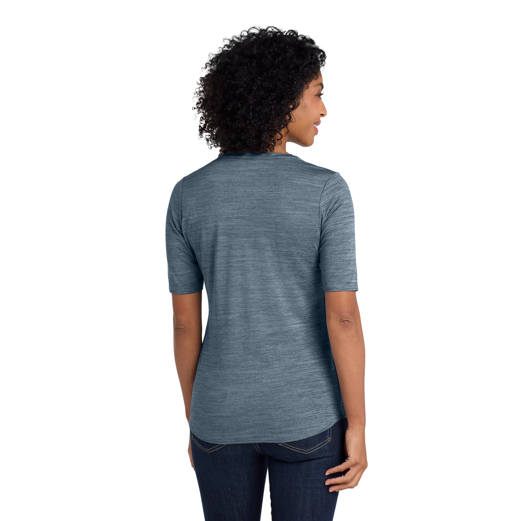 Women's Stretch Heather Open Neck Top - Thumbnail Image