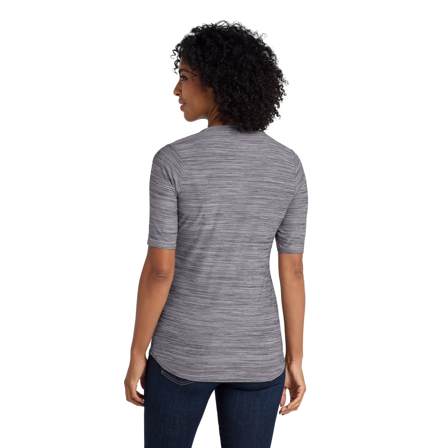 Women's Stretch Heather Open Neck Top - Thumbnail Image