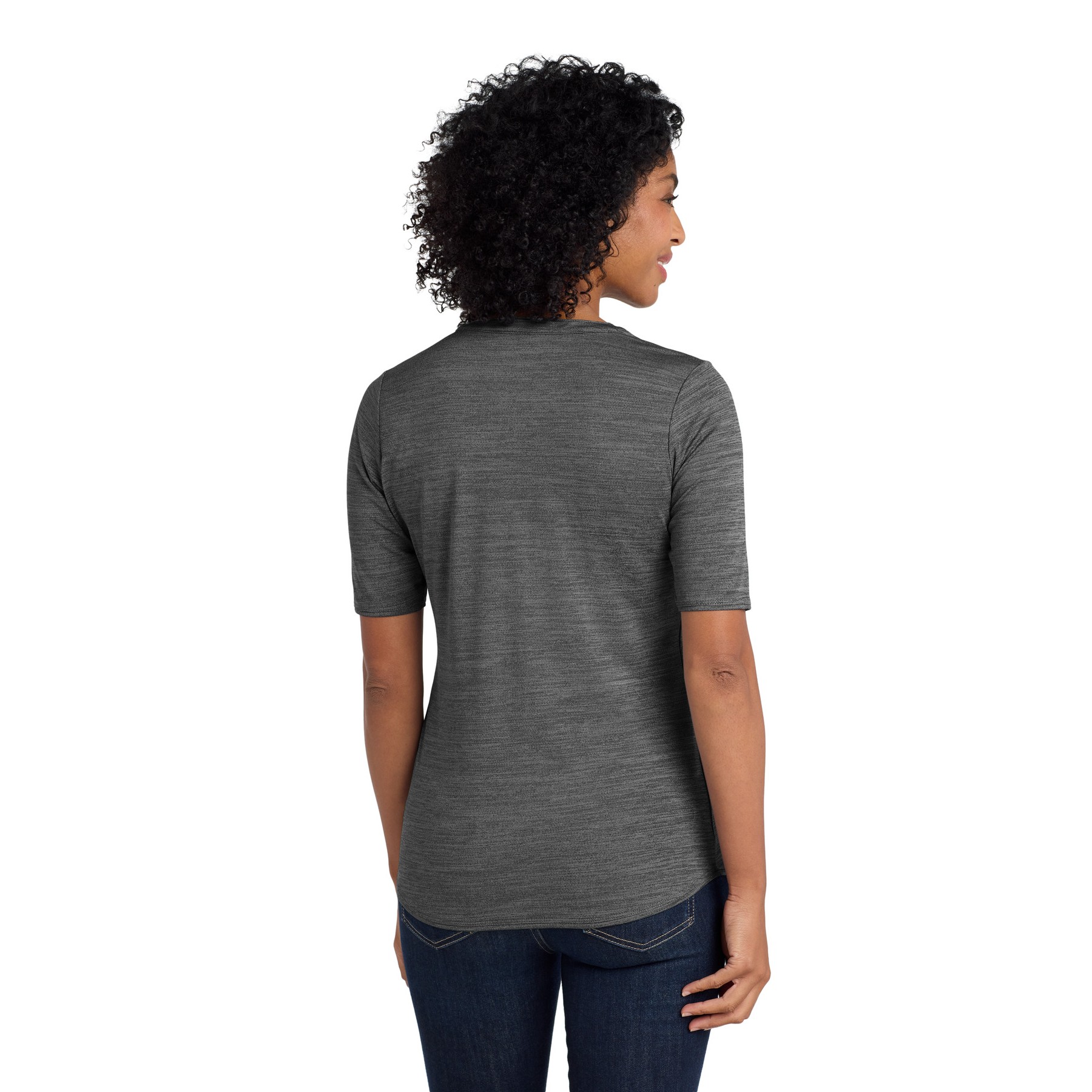 Women's Stretch Heather Open Neck Top - Thumbnail Image