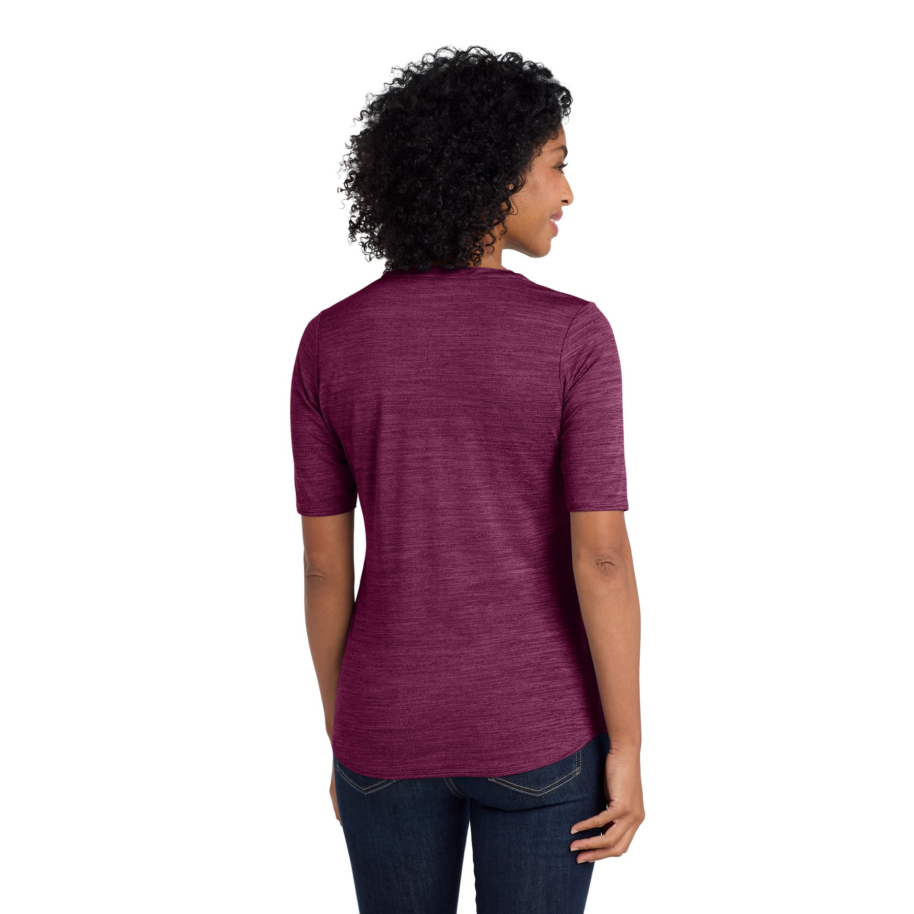 Women's Stretch Heather Open Neck Top - Thumbnail Image