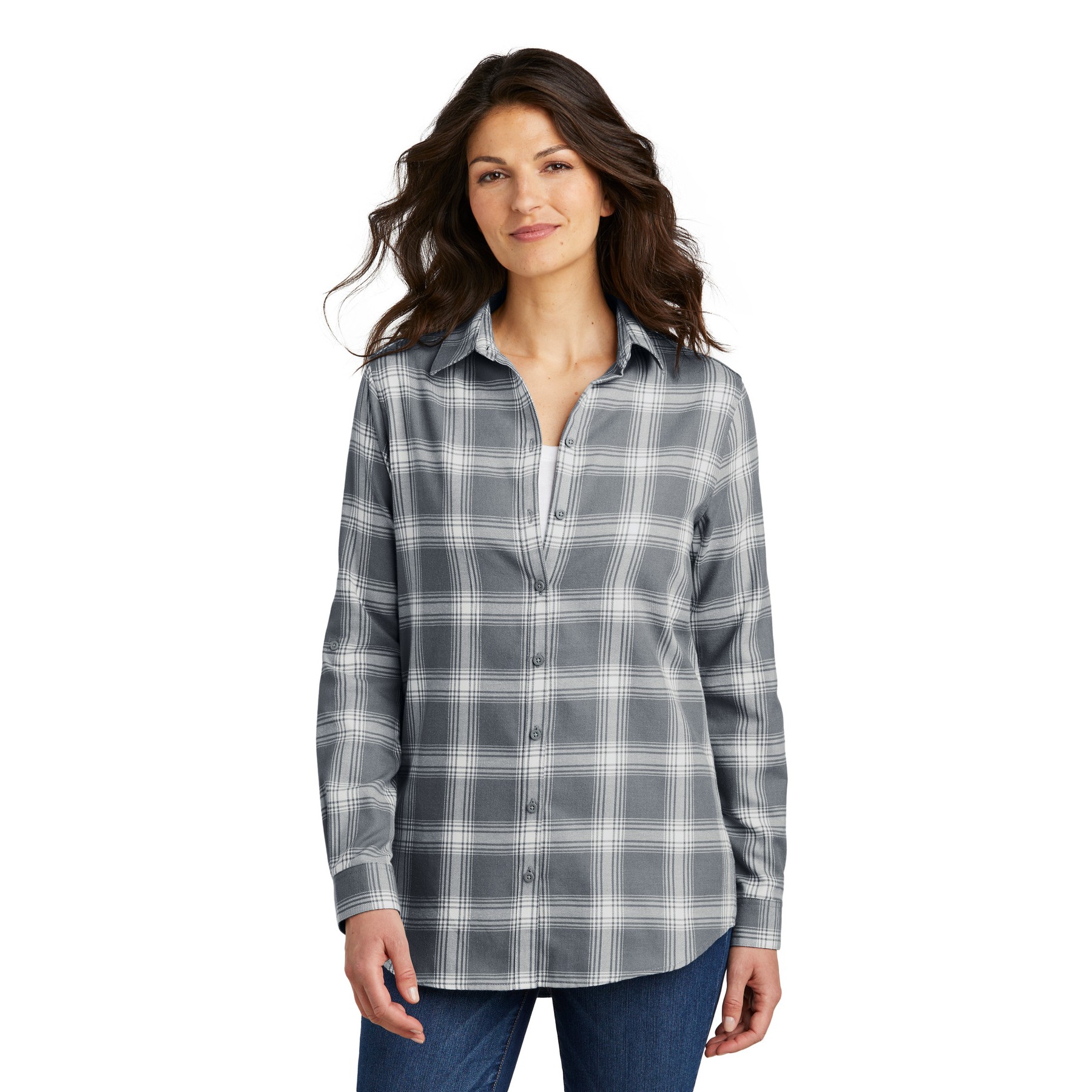 Women's Plaid Flannel Tunic - Thumbnail Image
