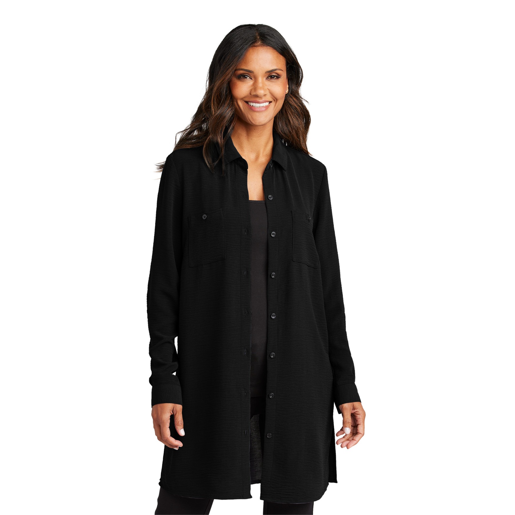 Women's Textured Crepe Long Tunic - Thumbnail Image