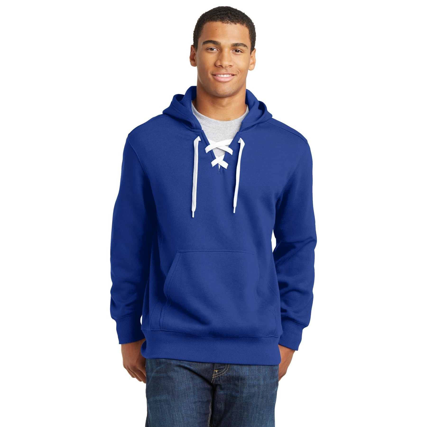 Lace Up Pullover Hooded Sweatshirt - Thumbnail Image