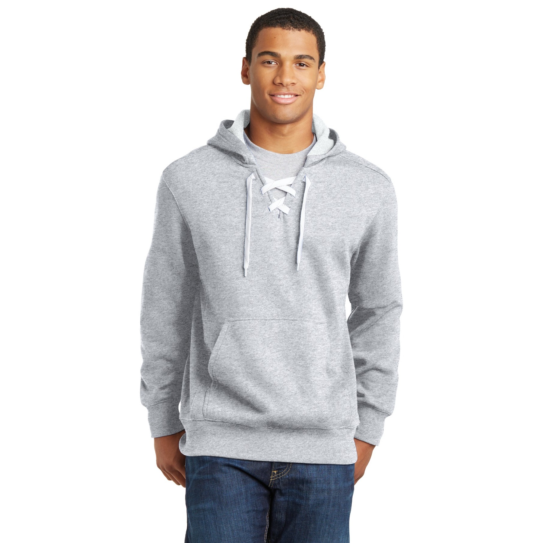 Lace Up Pullover Hooded Sweatshirt - Thumbnail Image