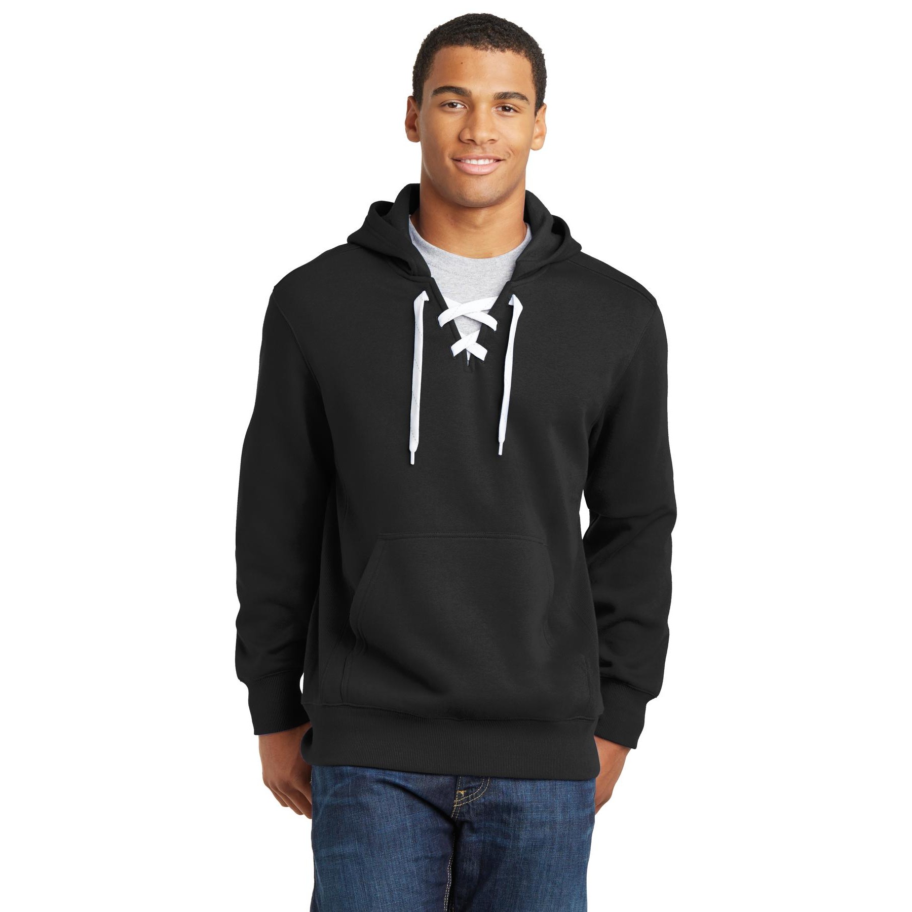 Lace Up Pullover Hooded Sweatshirt