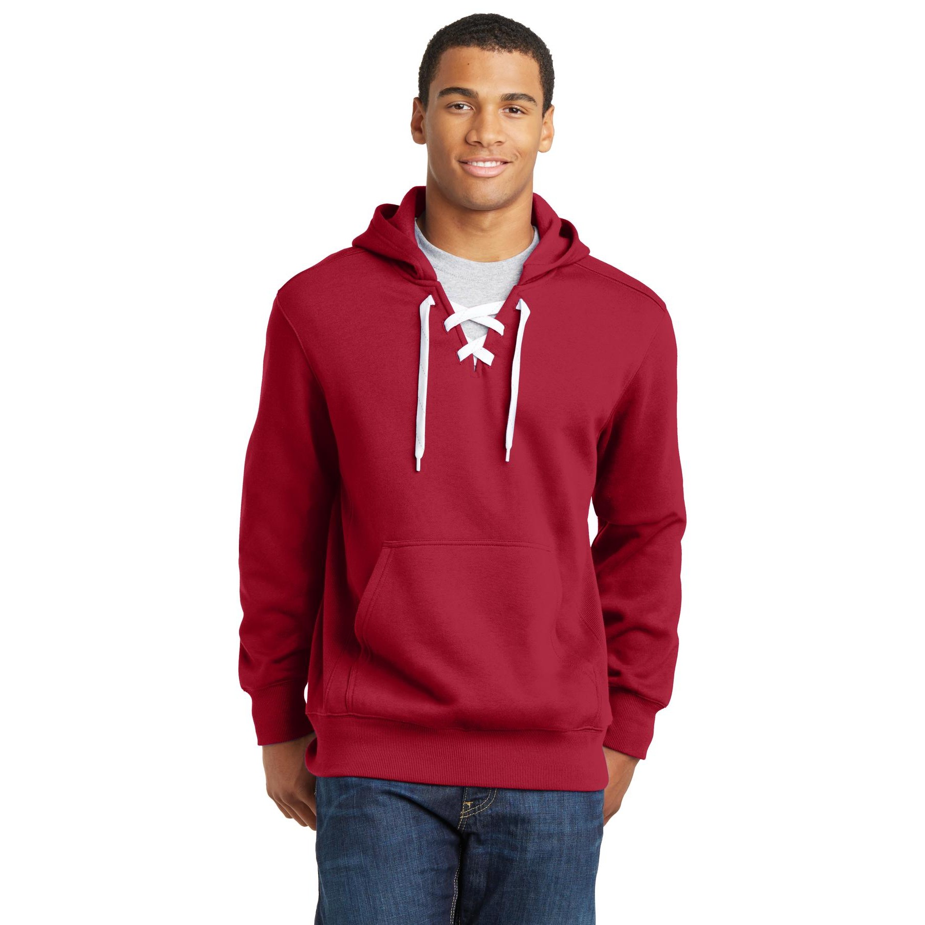 Lace Up Pullover Hooded Sweatshirt - Thumbnail Image