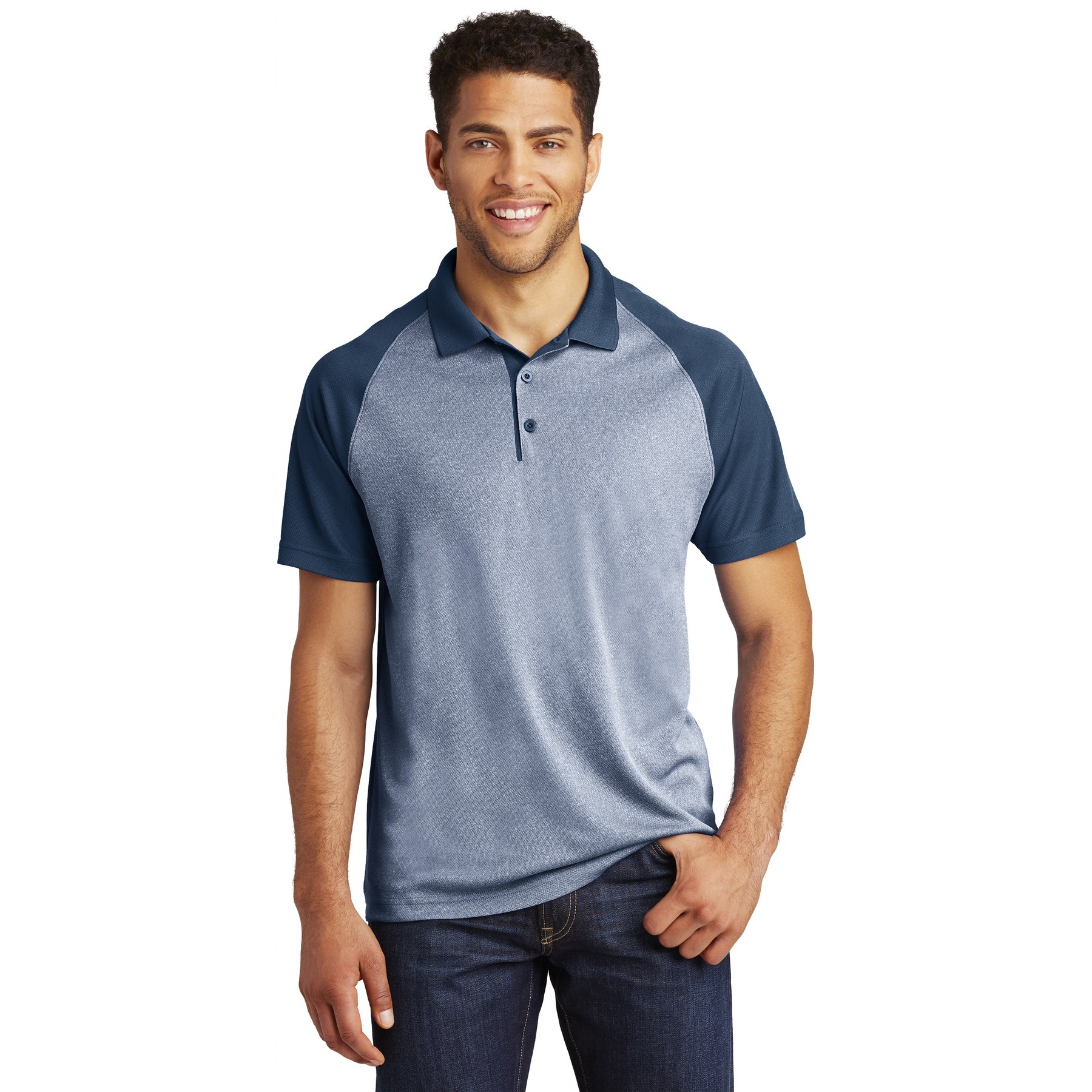 PosiCharge RacerMesh Raglan Heather Block Polo - Main Image