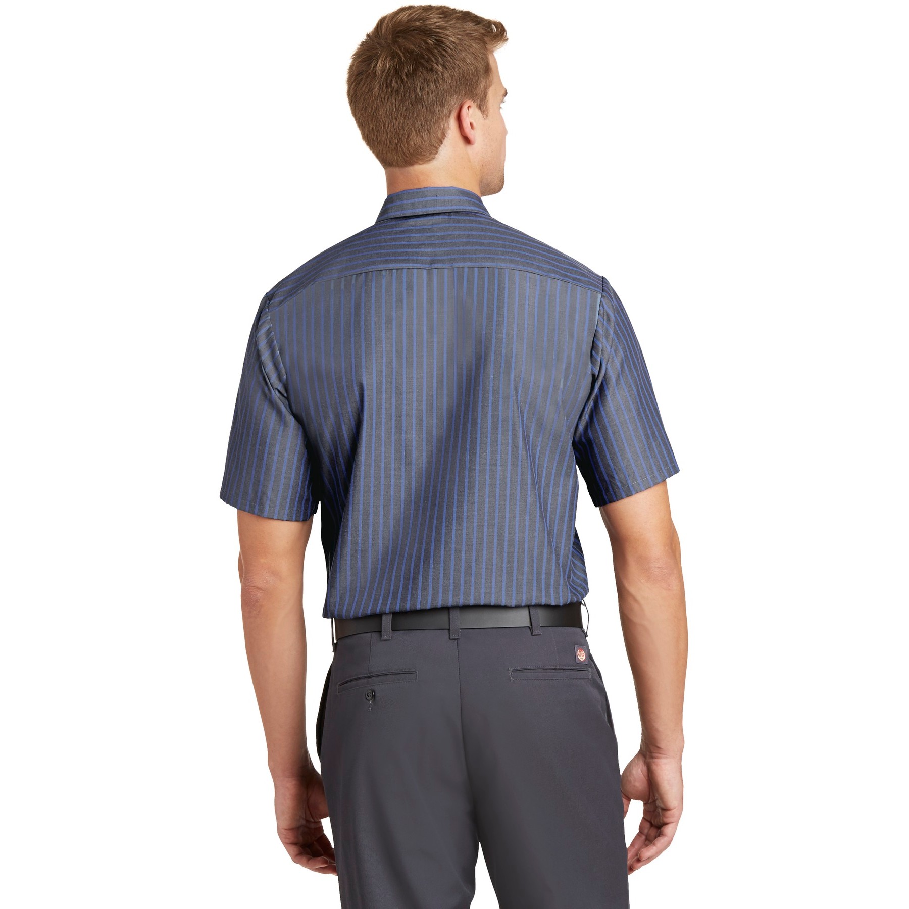 Short Sleeve Striped Industrial Work Shirt - Thumbnail Image