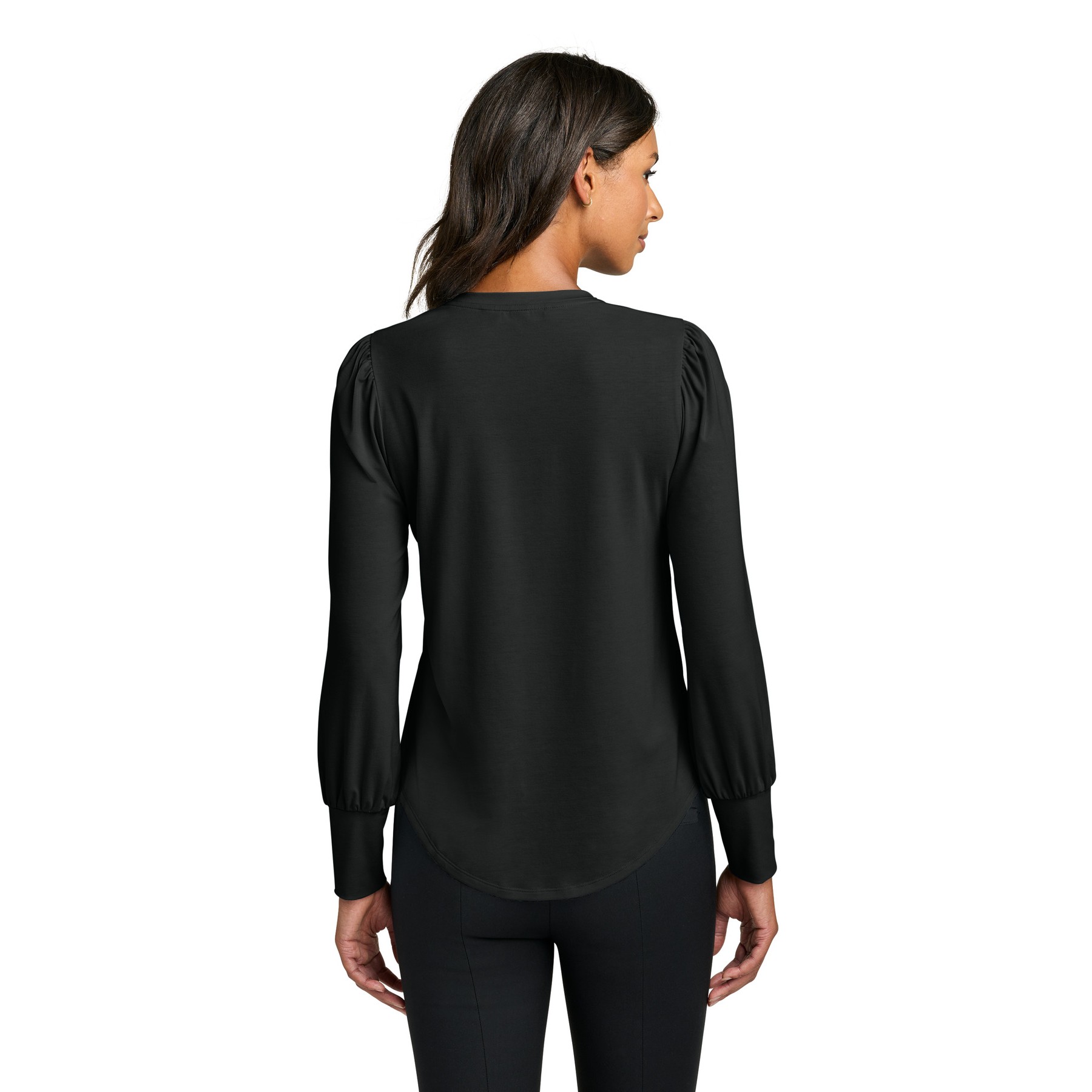 Women's Stretch Jersey Long Sleeve Blouson Top - Thumbnail Image