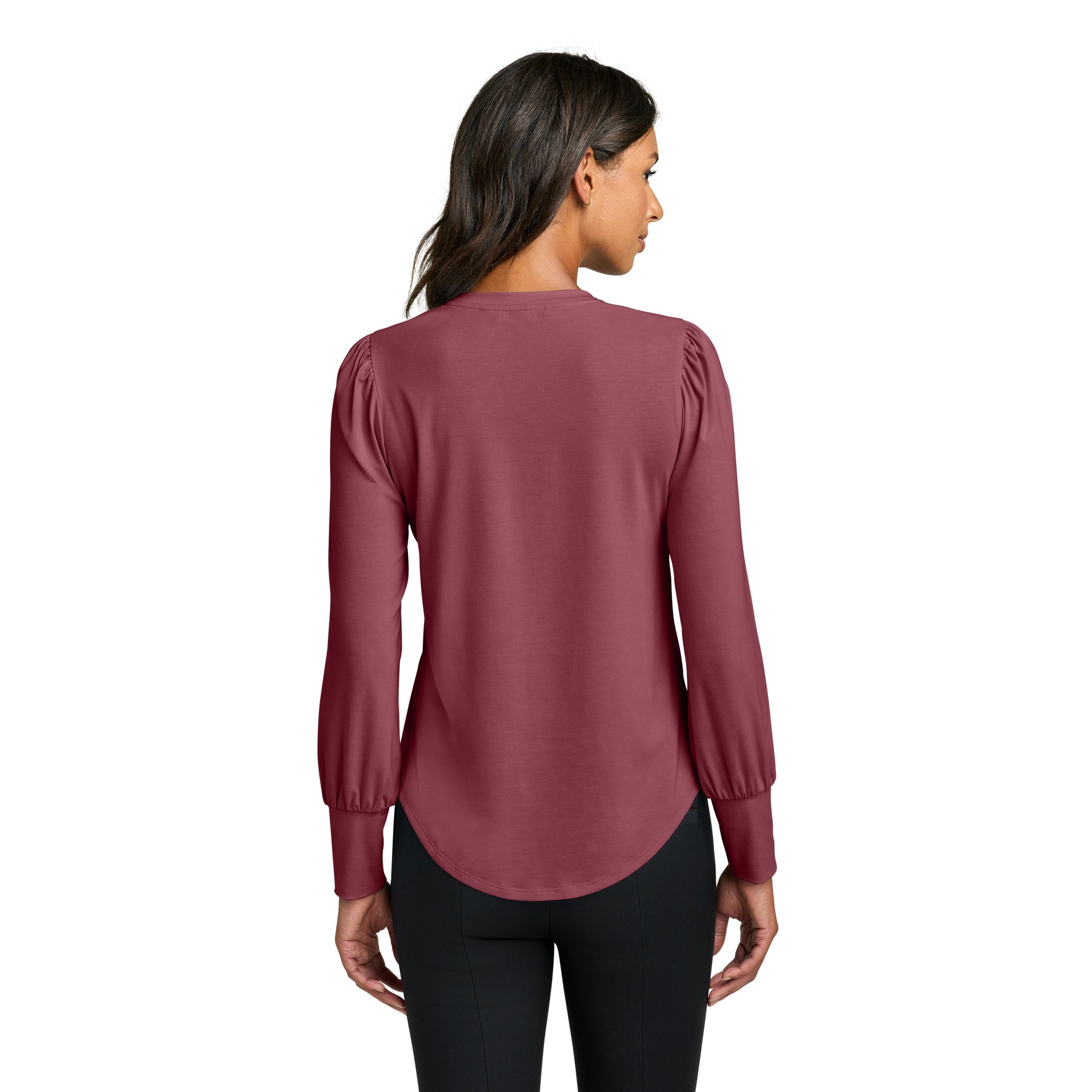 Women's Stretch Jersey Long Sleeve Blouson Top - Thumbnail Image