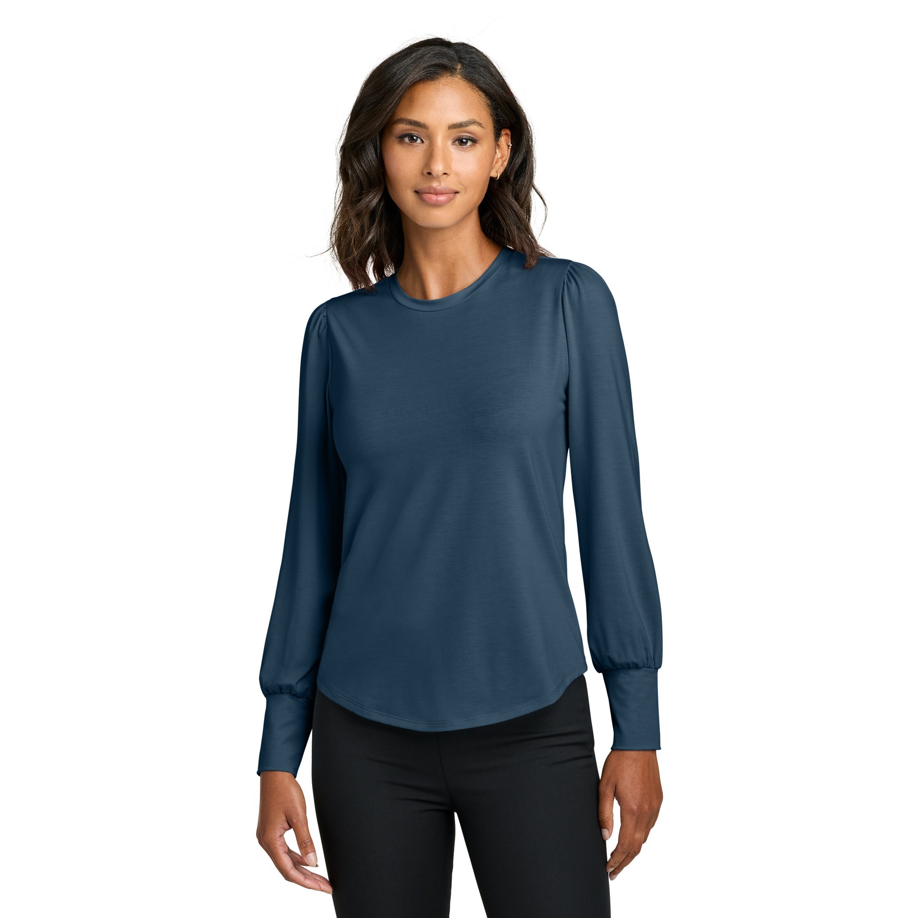 Women's Stretch Jersey Long Sleeve Blouson Top - Thumbnail Image