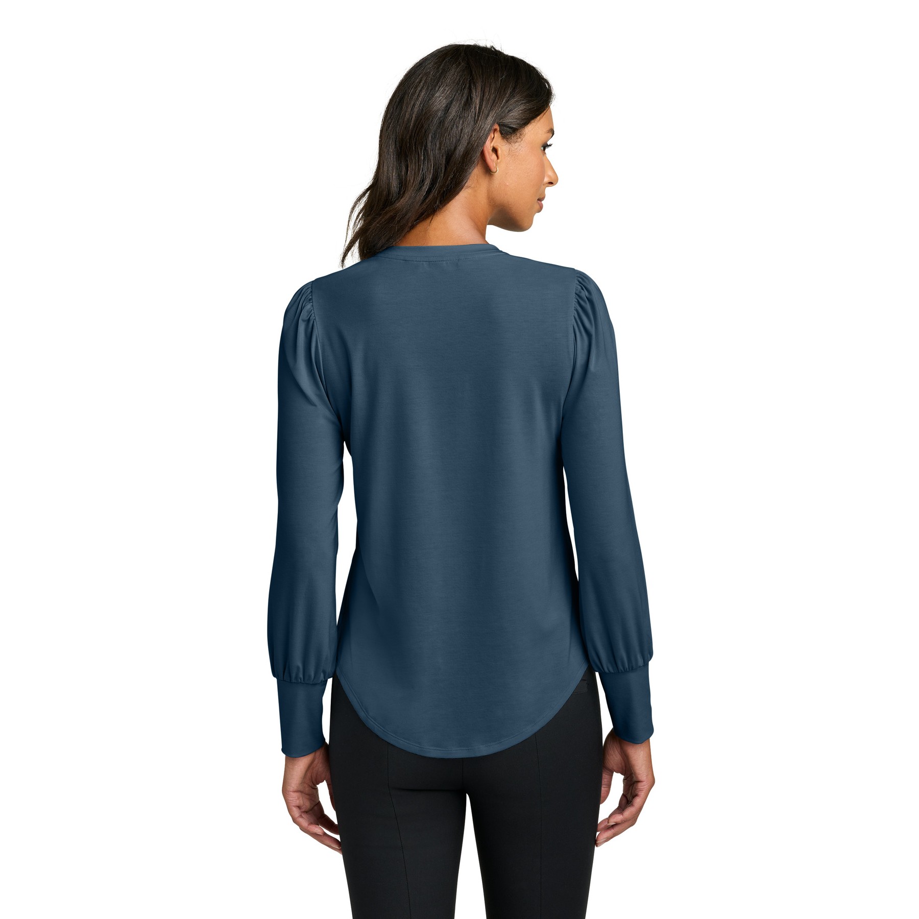 Women's Stretch Jersey Long Sleeve Blouson Top - Thumbnail Image