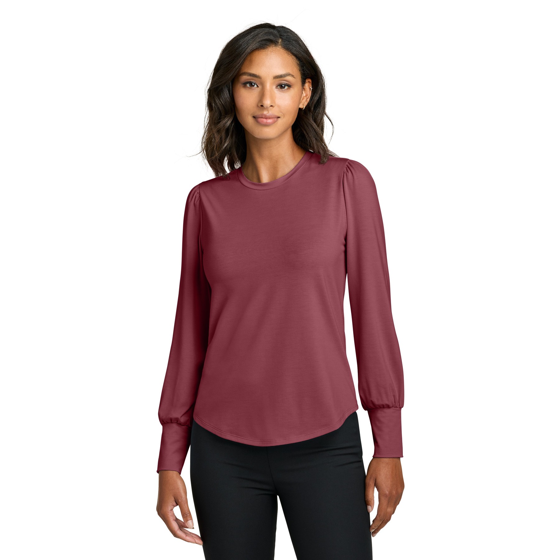 Women's Stretch Jersey Long Sleeve Blouson Top - Thumbnail Image