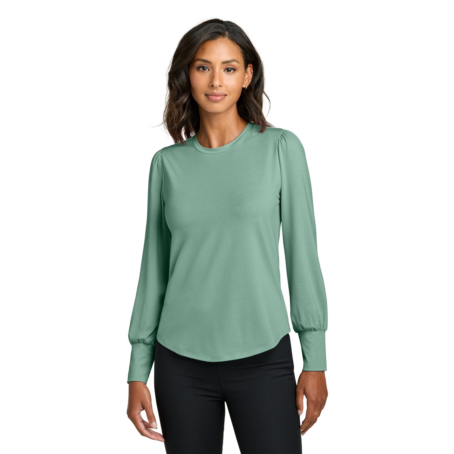 Women's Stretch Jersey Long Sleeve Blouson Top - Thumbnail Image