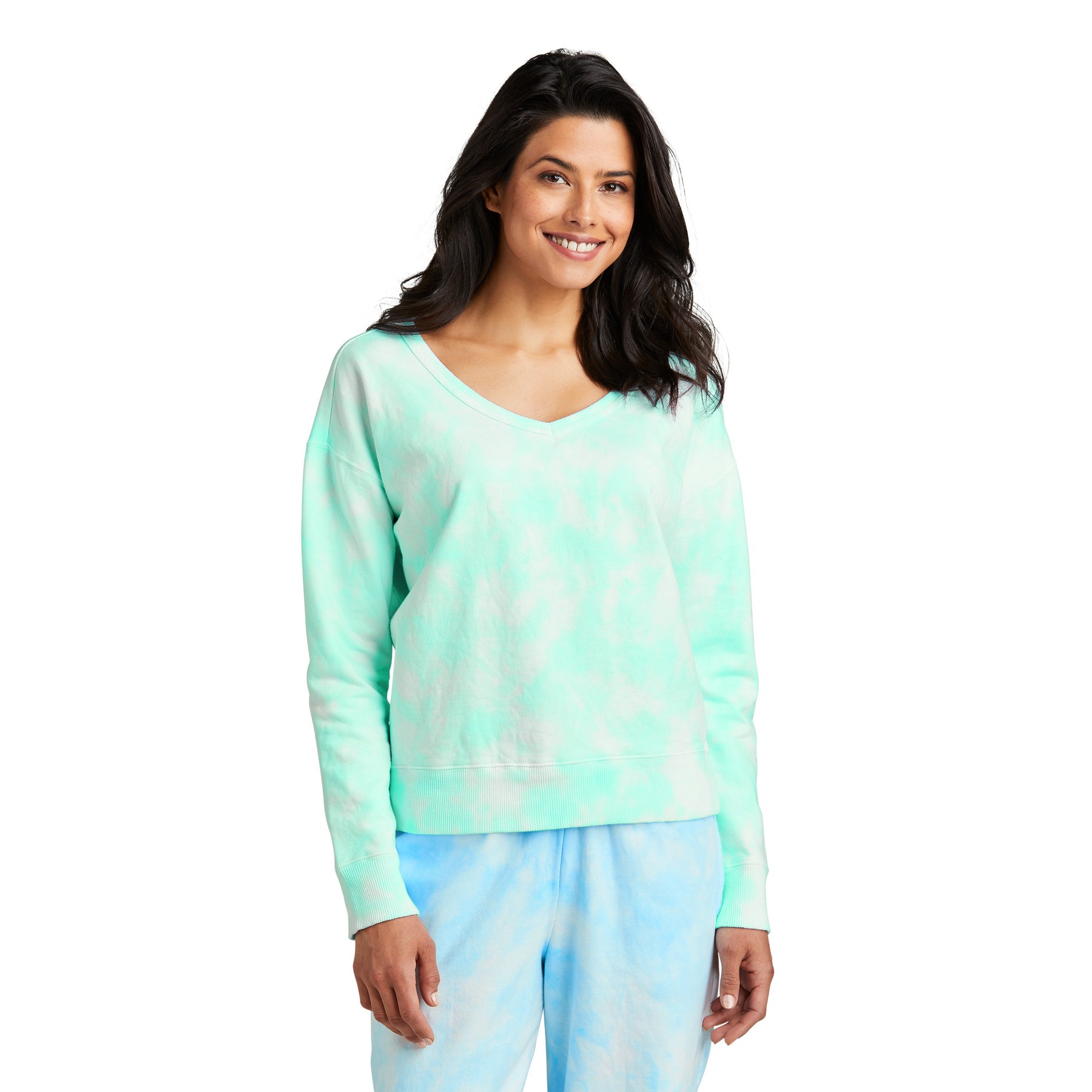 Cloud Tie-Dye V-Neck Sweatshirt - Thumbnail Image